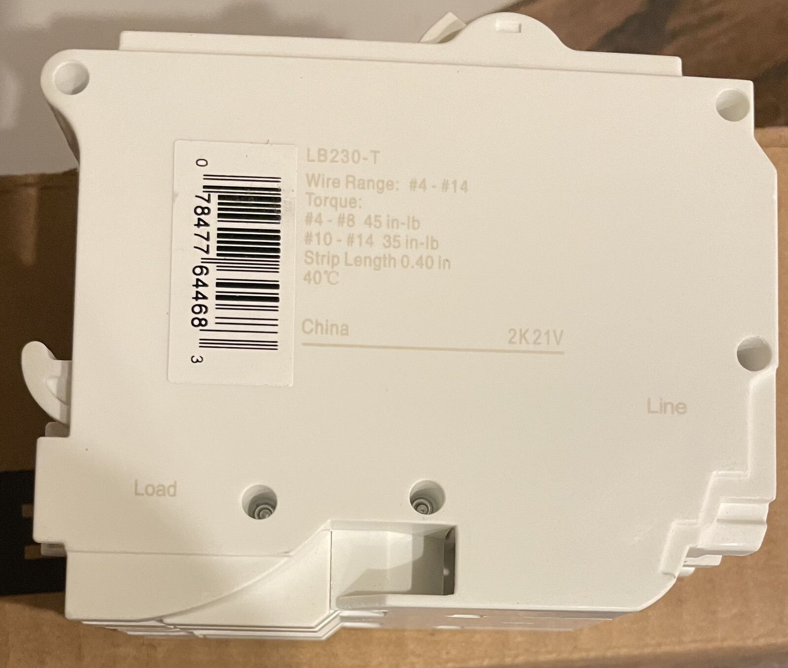 Leviton LB230-T 30A 2-Pole Plug-On Standard Branch Circuit Breaker, Thermal