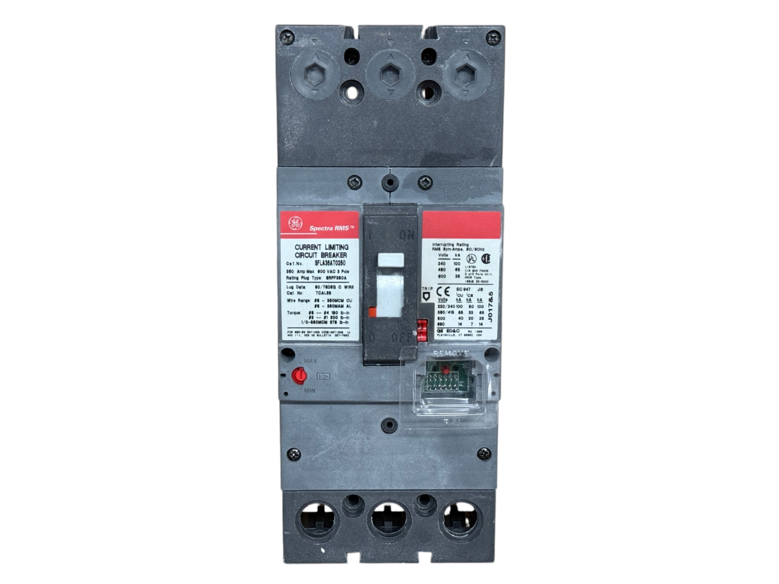 GE SFLA36AT0250 250A FRAME 600V 3-POLE SPECTRA RMS 65KA CIRCUIT BREAKER NEW