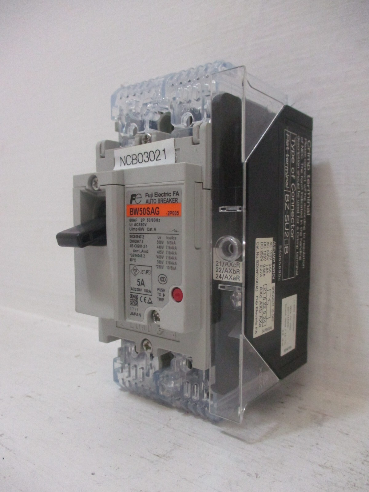 Fuji Electric BW50SAG-2P005 5 Amp FA Auto Breaker 2-Pole 5A 690VAC