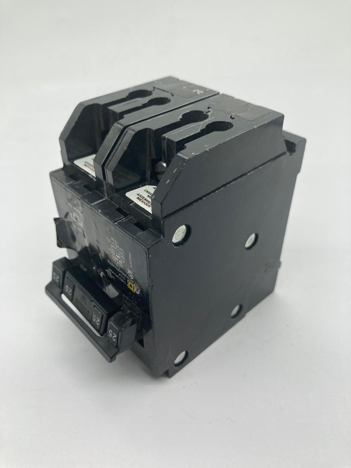 HOMT225225 Homeline Quad Two 2 Pole 25 Amp 120 240V HOMT Plug In Breaker CHIPPED