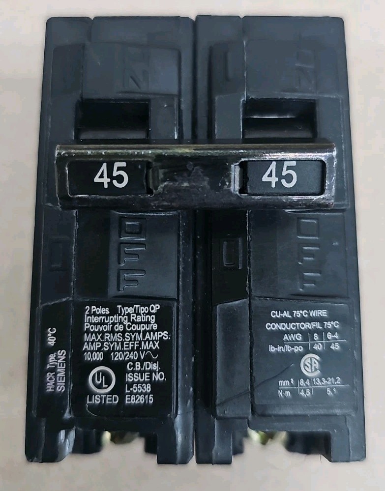 Siemens Q245 45 Amp Double-Pole Type QP Circuit Breaker