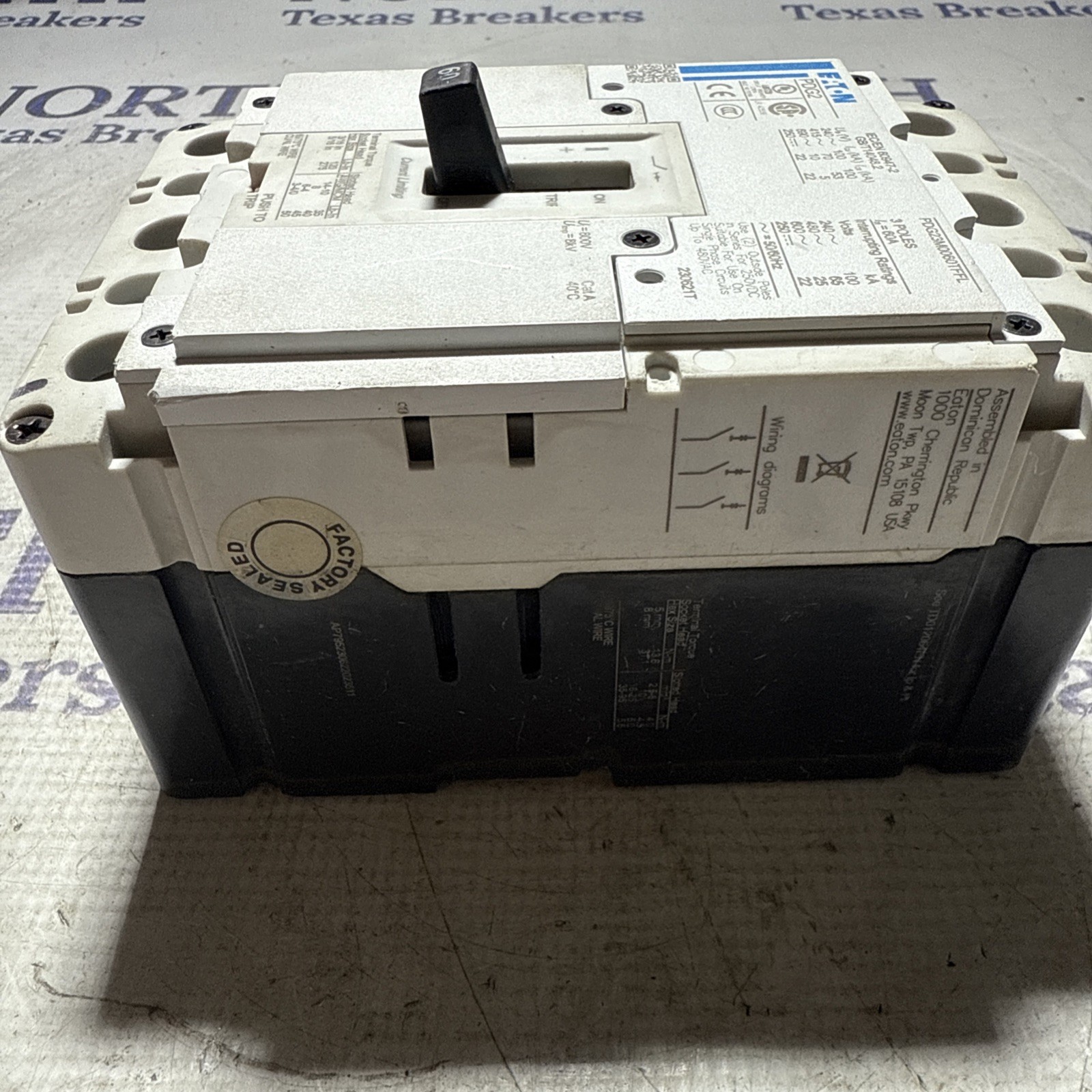 Eaton PDG23M0060TFFL 3 Pole 60 Amp Circuit Breaker Power Defense