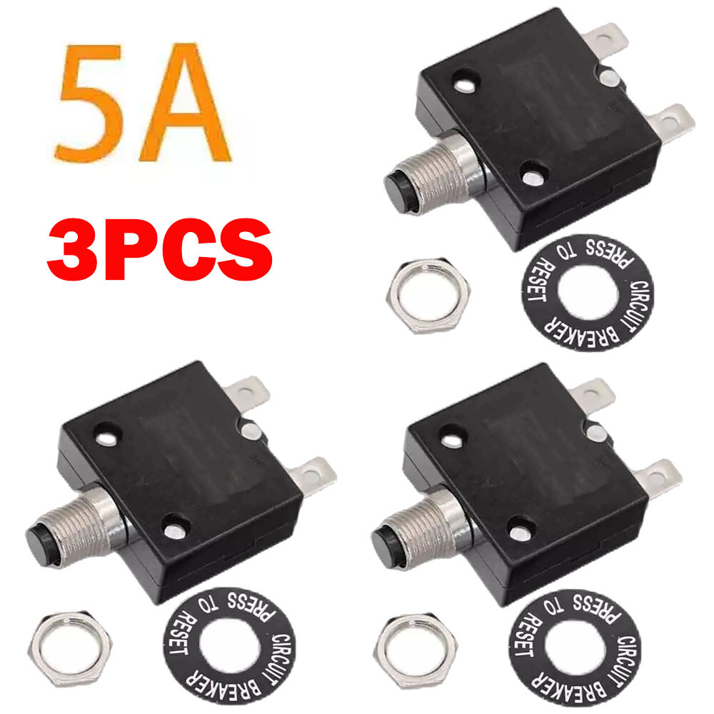 3x Universal 5-50 Amp Push Button Thermal Circuit Breaker 12-50V DC 125-250V NEW