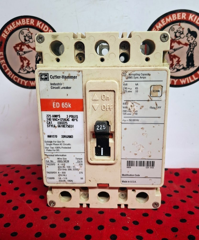 EATON Cutler-Hammer ED3225 225A 3P 65k Circuit Breaker SHIPS SAME DAY