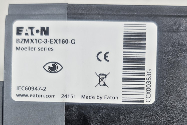 EATON BZMX1C-3-EX BZMX1C-3-EX160-G CIRCUIT BREAKER 160A 3-POLE 415V 36KA @05 NEW