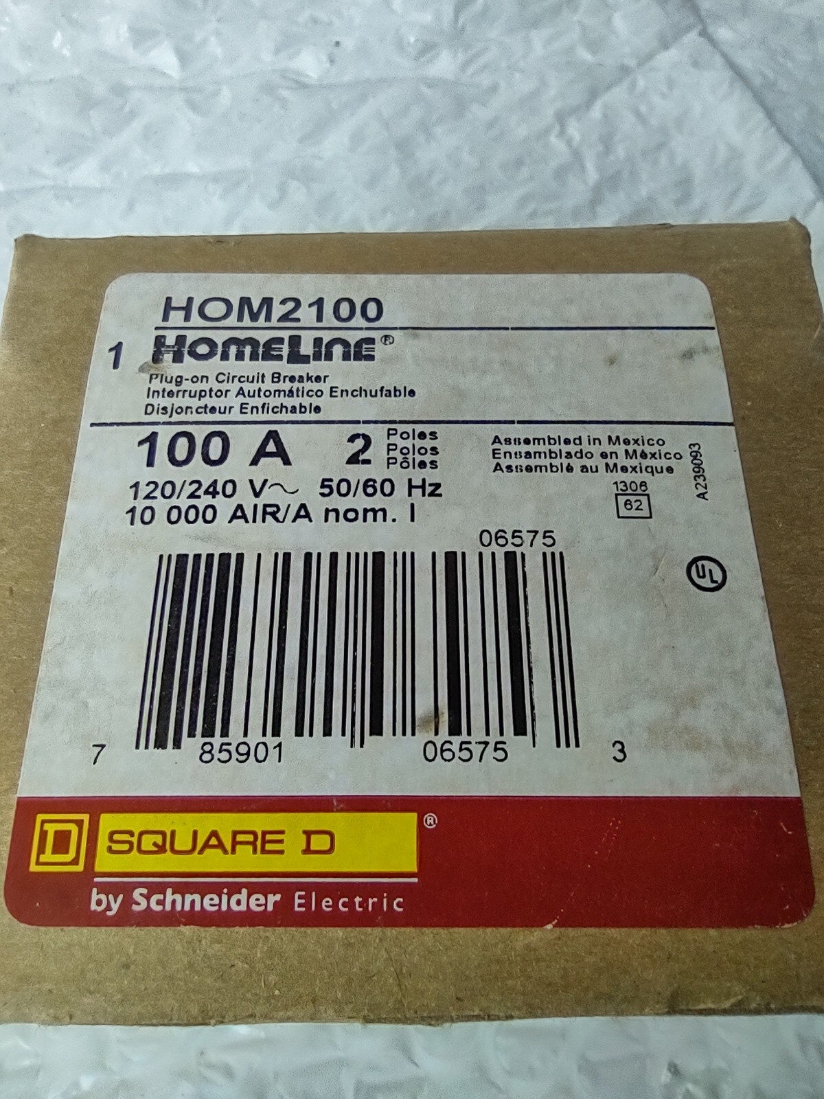 SQUARE D HOM2100 2 POLE 100A 120/240V PLUG-ON CIRCUIT BREAKER