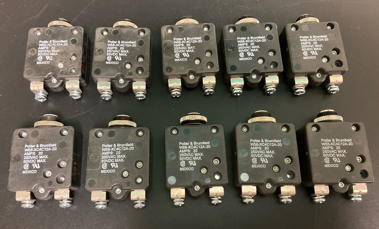 Lot of 10 Potter & Brumfield W58-XC4C12A-20 Circuit Breakers 20 Amps