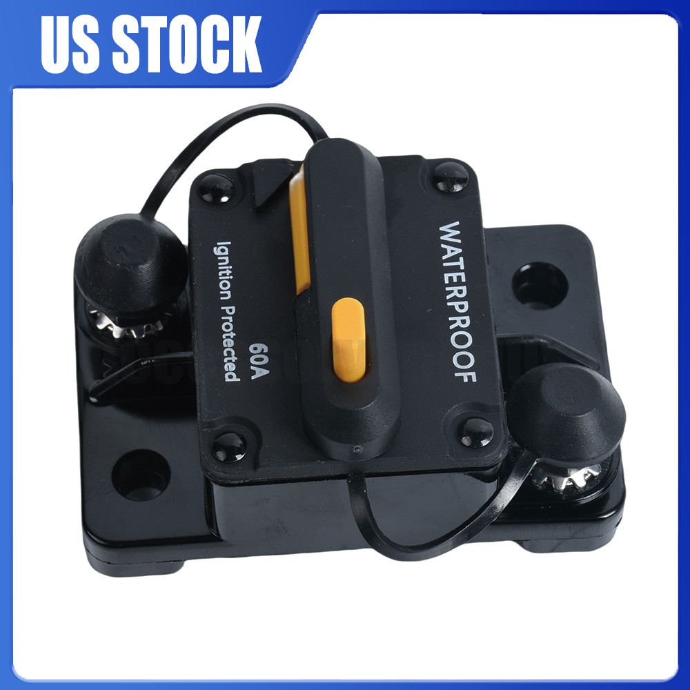 60 Amp Waterproof Circuit Breaker Auto/Marine/Solar 12-48V DC Manual Reset