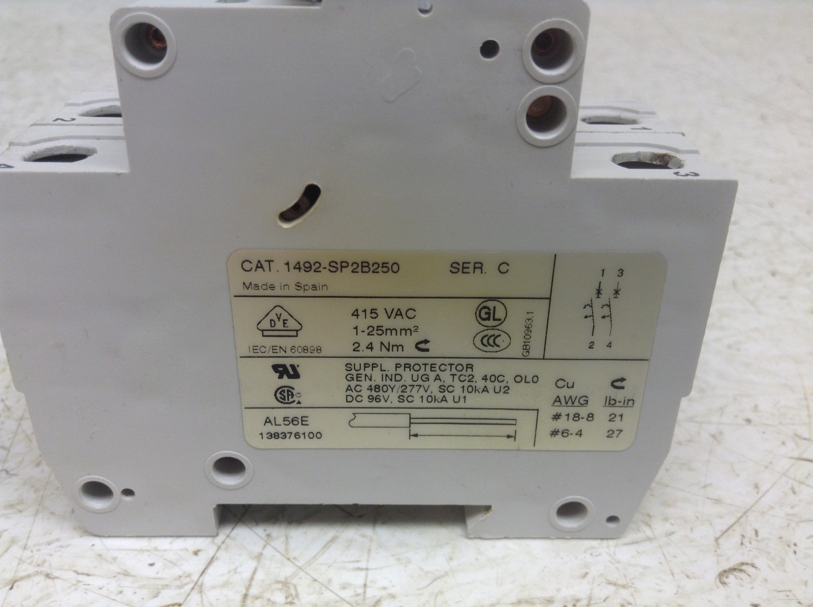 Allen Bradley 1492-SP2B250 2 Pole 25 Amp Circuit Breaker 1492-SP B25 (OK)