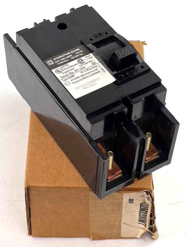 Square D Q2M2200MT 200 Amp 2 Pole Circuit Breaker Type Q2MT 240VAC 2P — NEW NIB