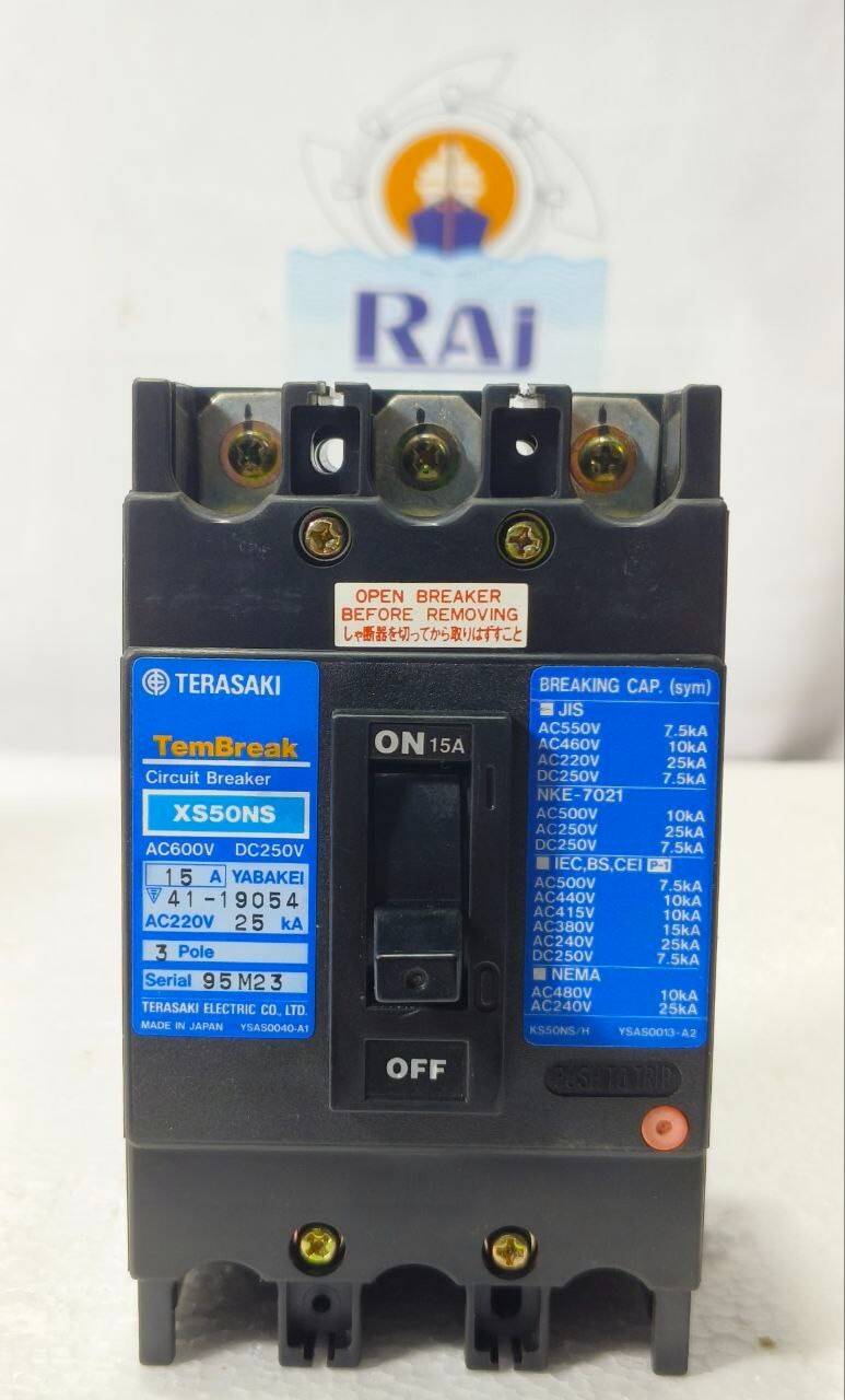 TERASAKI TEMBREAK XS50NS 15A 3POLE AC600V DC250V CIRCUIT BREAKER MCCB FREE SHIP