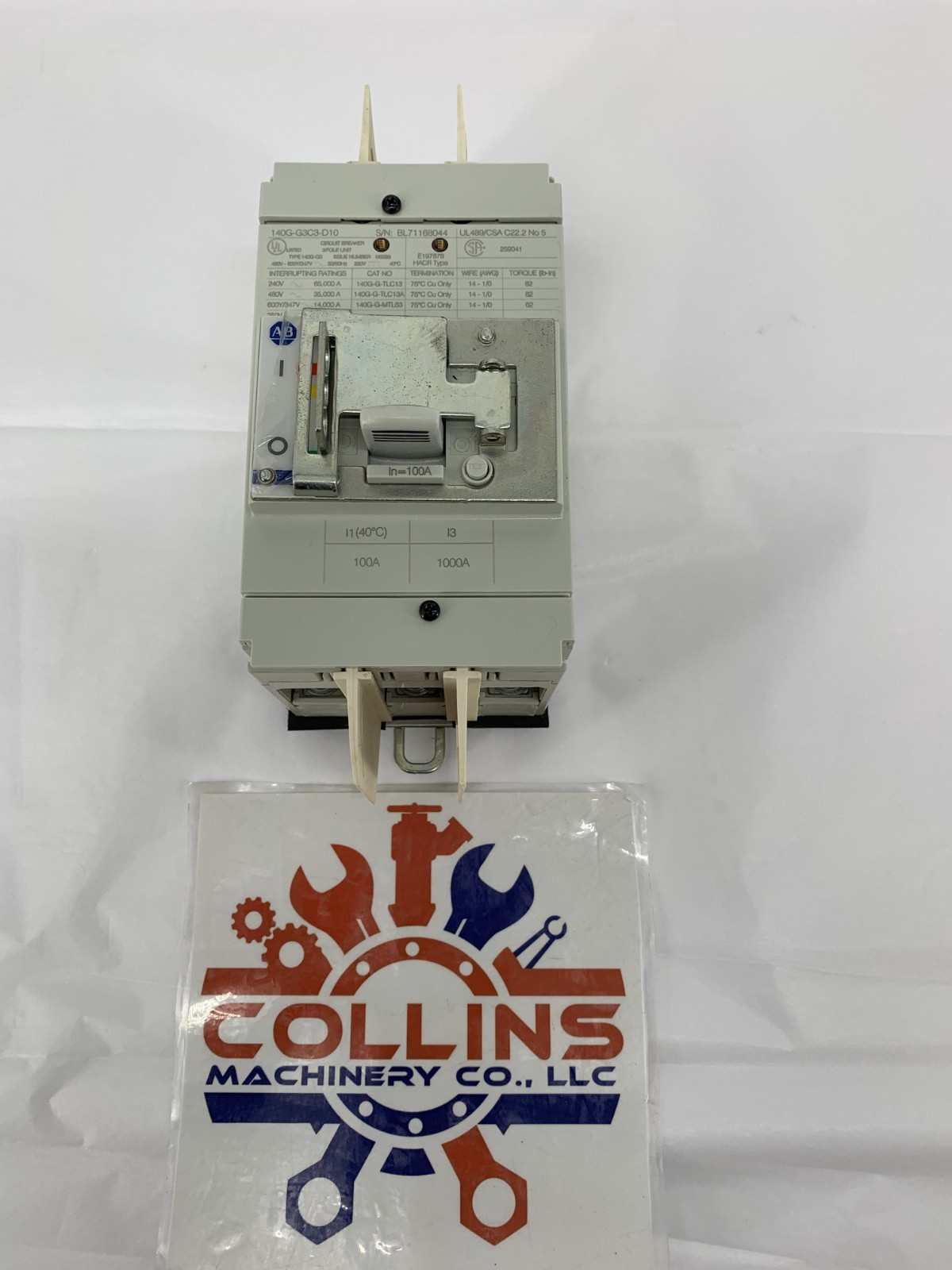 Allen-Bradley 140G-G3C3-D10 100A 3P 3PH Molded Case Circuit Breaker 35kA@480V