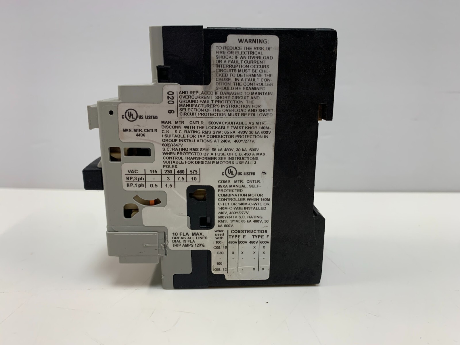 Allen-Bradley 140M-D8E-C10 Motor Protection Circuit Breaker, 6.3-10A
