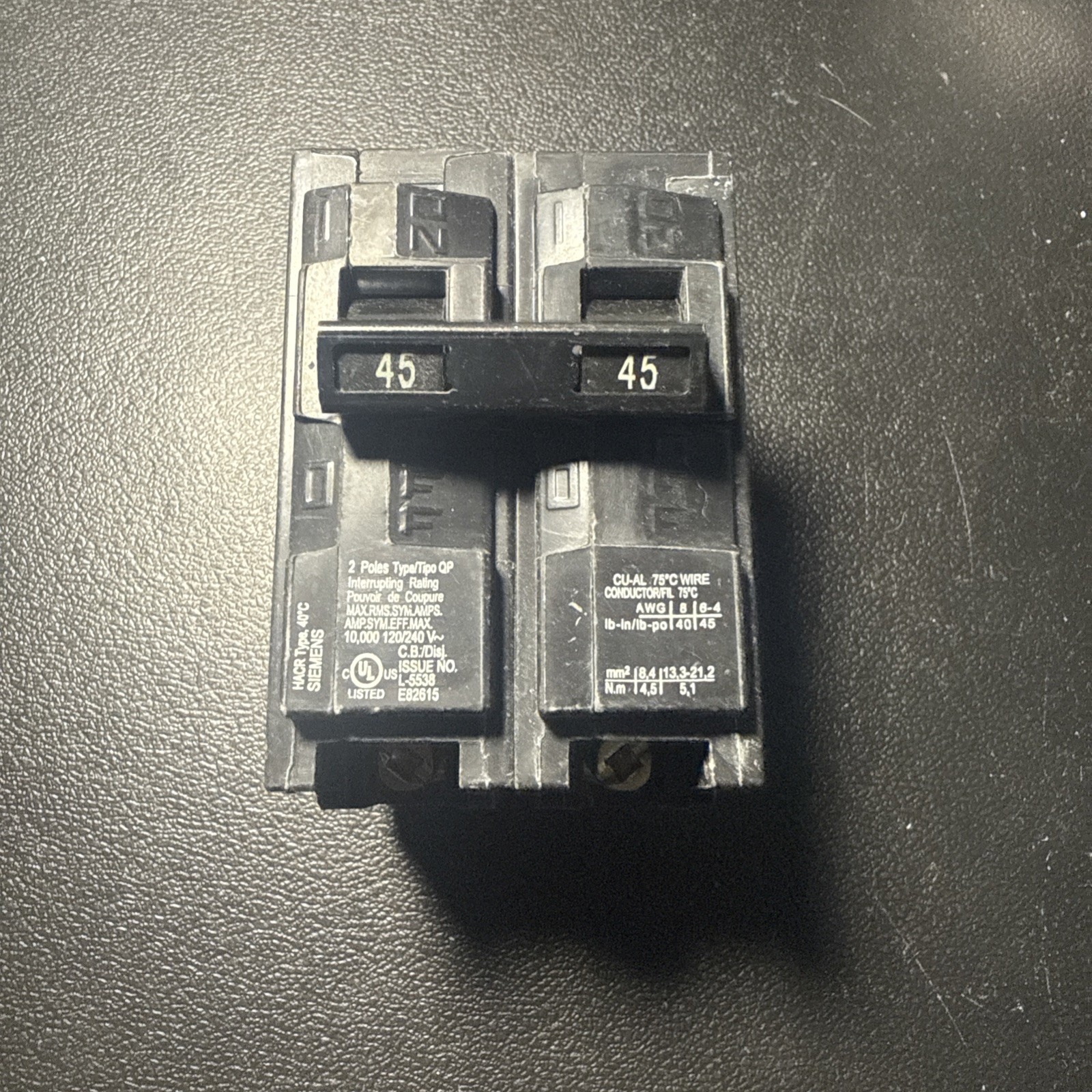 Siemens Q245 45 Amp Double-Pole Type QP Circuit Breaker
