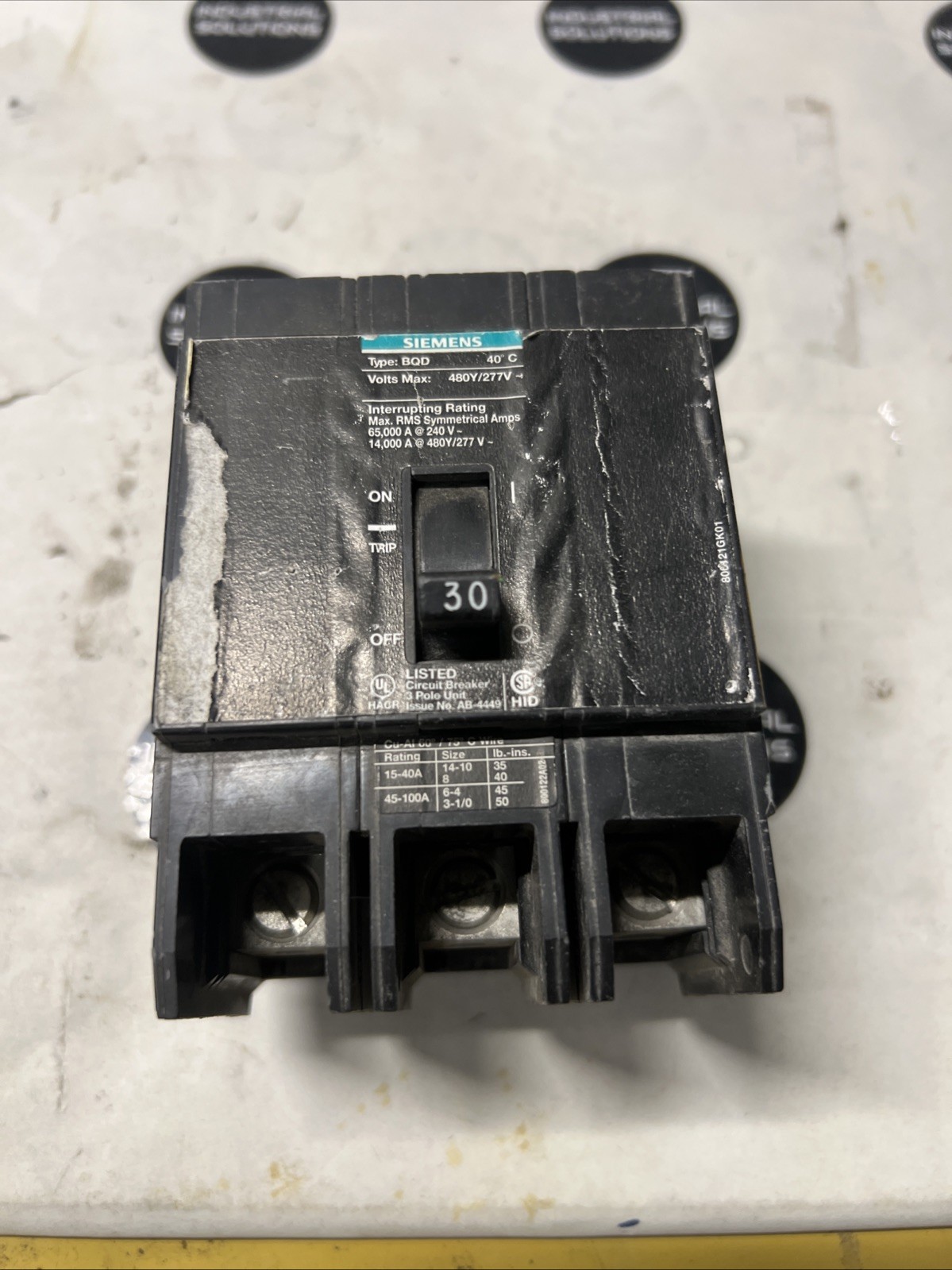 Siemens BQD330 30 Amp 3 Pole 480VAC Mini Circuit Breaker Tested