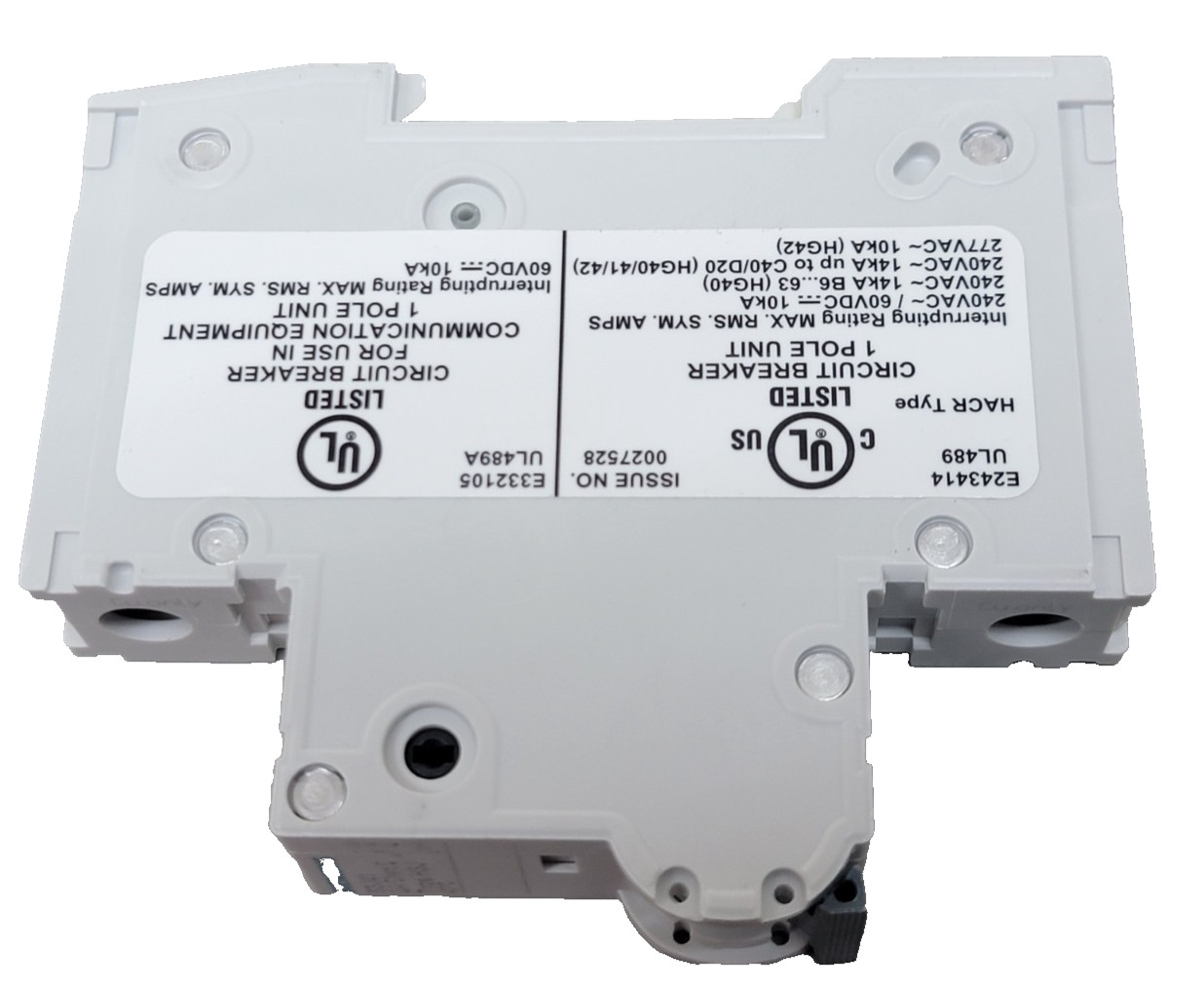 Siemens 5SJ4 102-7HG40 Circuit Breaker 1 P 2A C Curve DIN Rail Mount UL489 Type