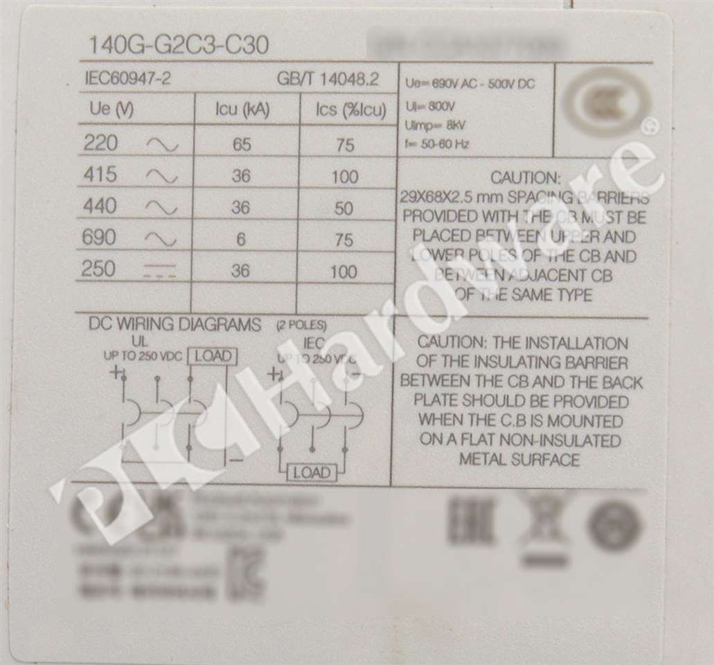 Open Pre-owned Allen Bradley 140G-G2C3-C30 /A 3-Pole 30A G Frame Circuit Breaker