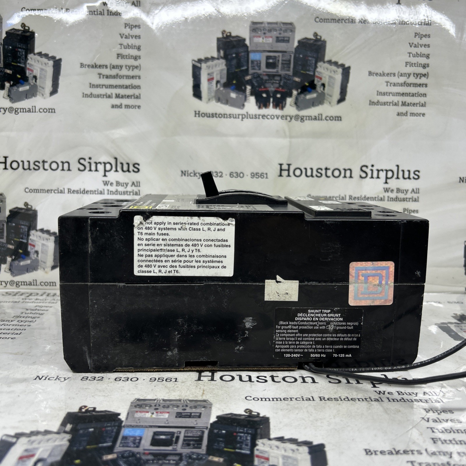 Square D KAL361251021 Circuit Breaker 125 Amp 3 Pole 600V Shunt Trip 120V Tested