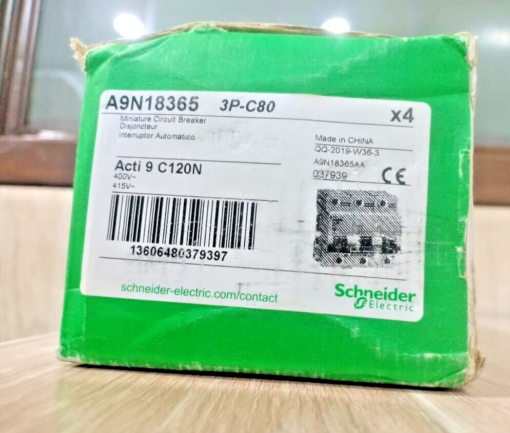 1PC A9N18365 SCHNEIDER CIRCUIT BREAKER Acti9 C120N 3P – 80A – C curve -Brand NEW