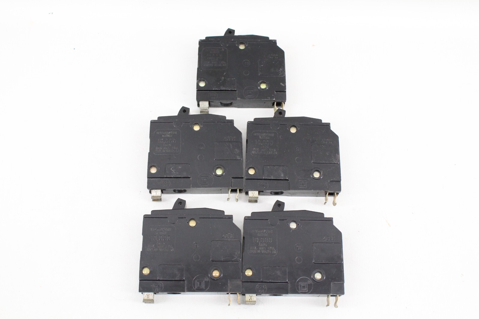 Lot Of 5 Square D QO120 1 Pole 20 Amp 120V AC Type QO Plug In Circuit Breaker
