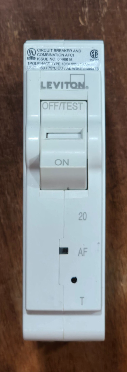 Leviton LB120-AFT – 20A, 1-Pole, AFCI Breaker – Brand New – Package of 1