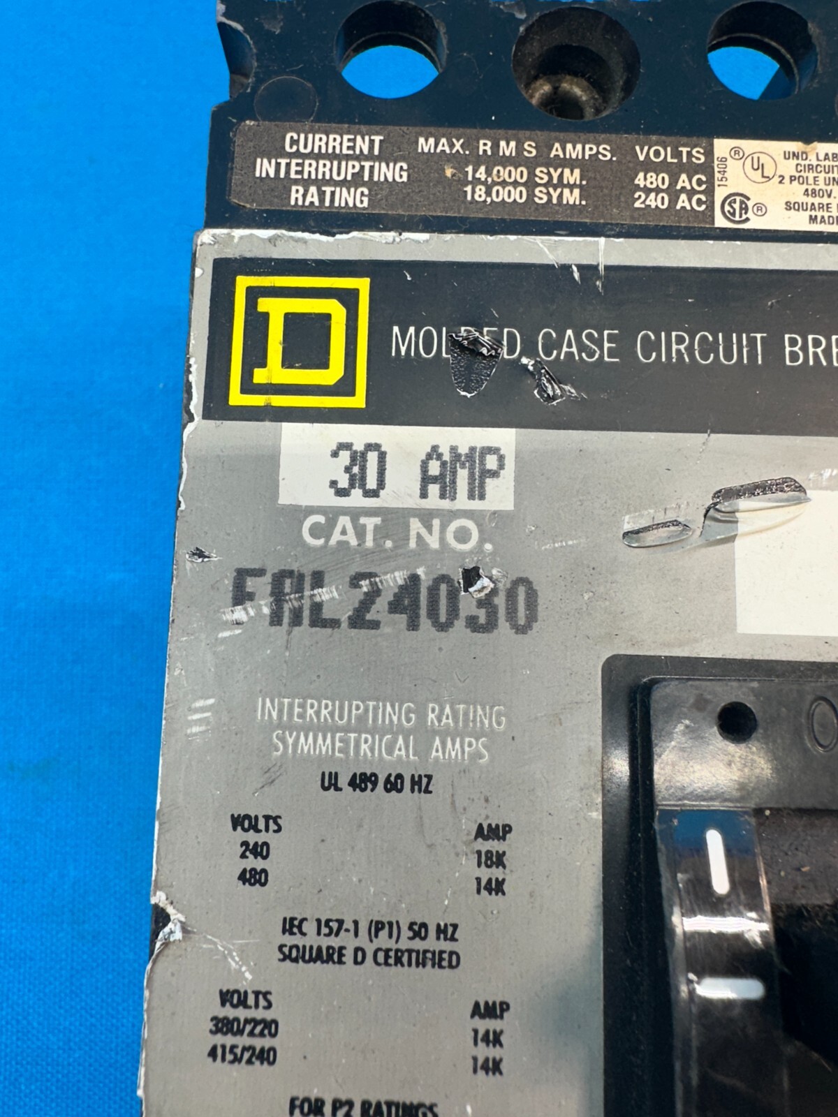Square D FAL24030 30Amp 480Volts 2-Pole Molded Case Circuit Breaker