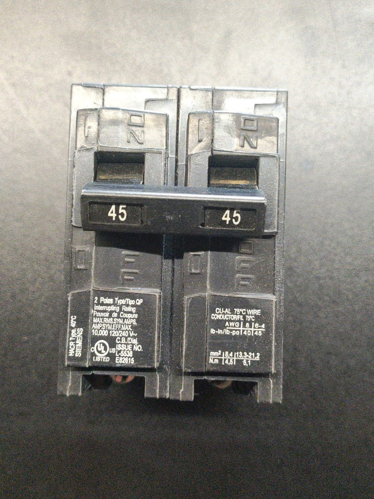 Siemens Q245 45 Amp Double-Pole Type QP Circuit Breaker