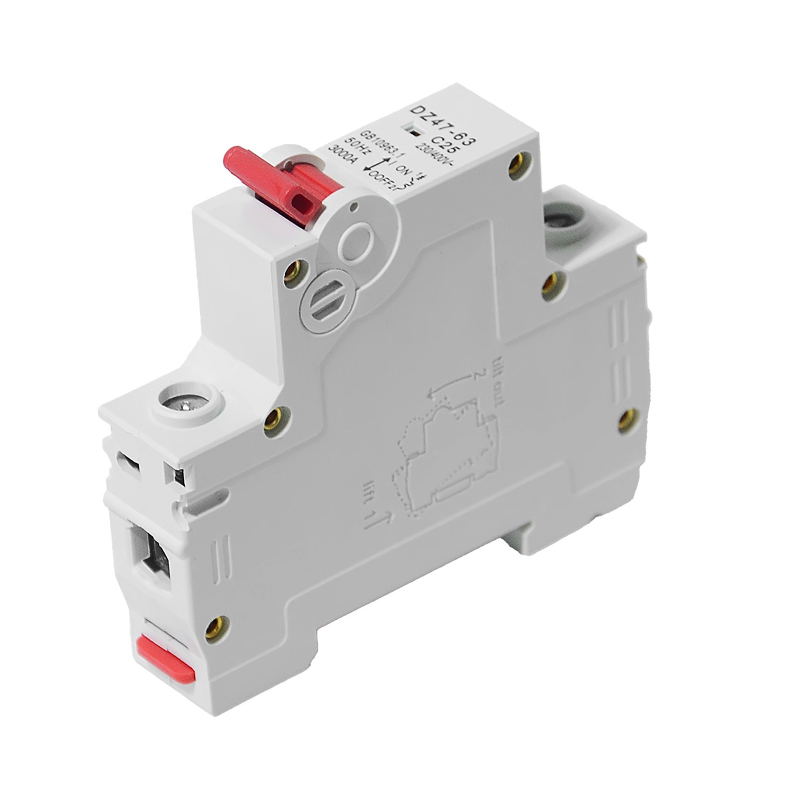 Mini Circuit Breaker Type-C 20AMP AC MCB GYM8 1Pole 4.5kA Din Rail 240V/480V