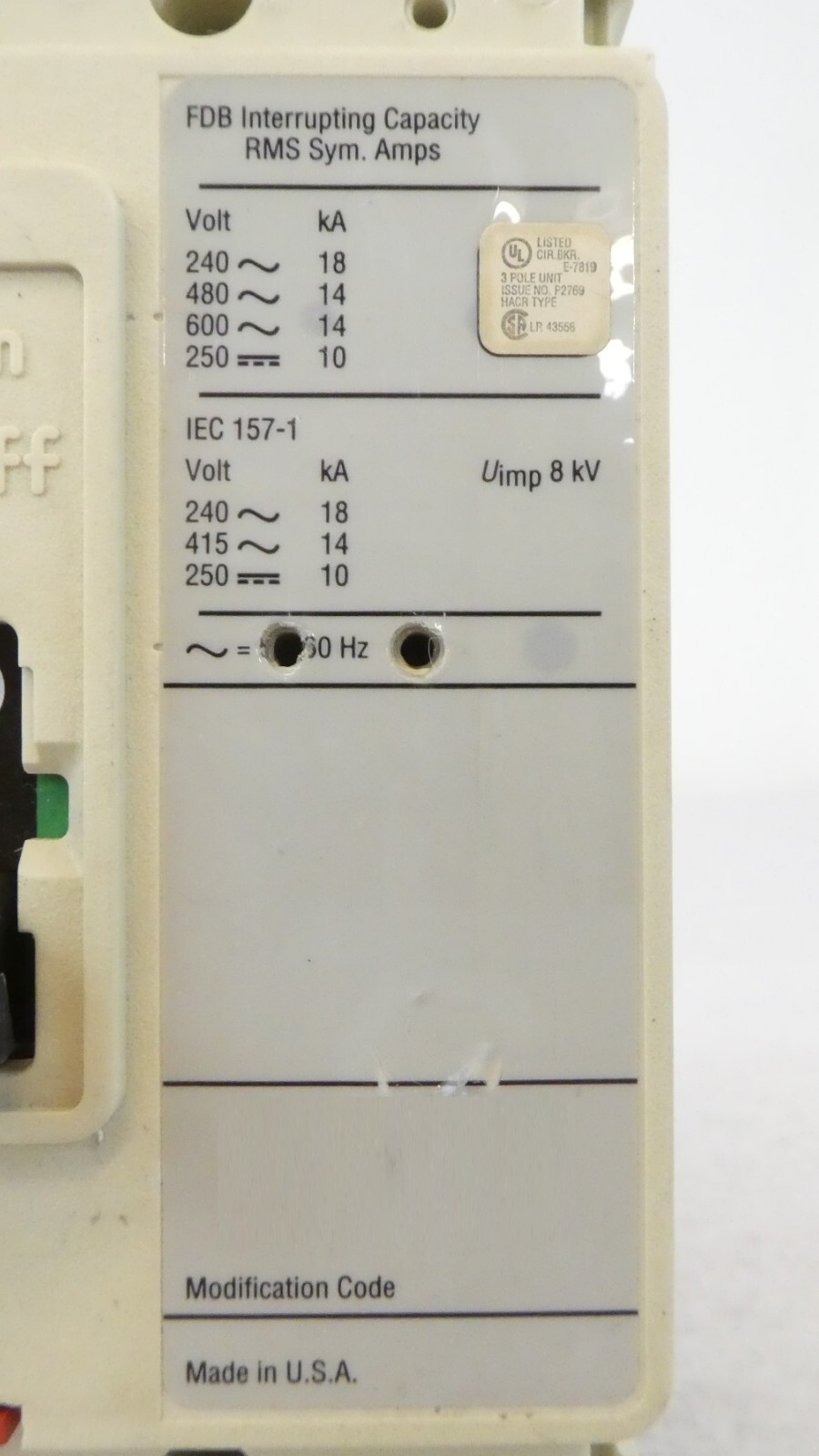 Cutler-Hammer FD3015L FDB3040WL11 3-Pole Circuit Breaker FDB 14k Lot of 4