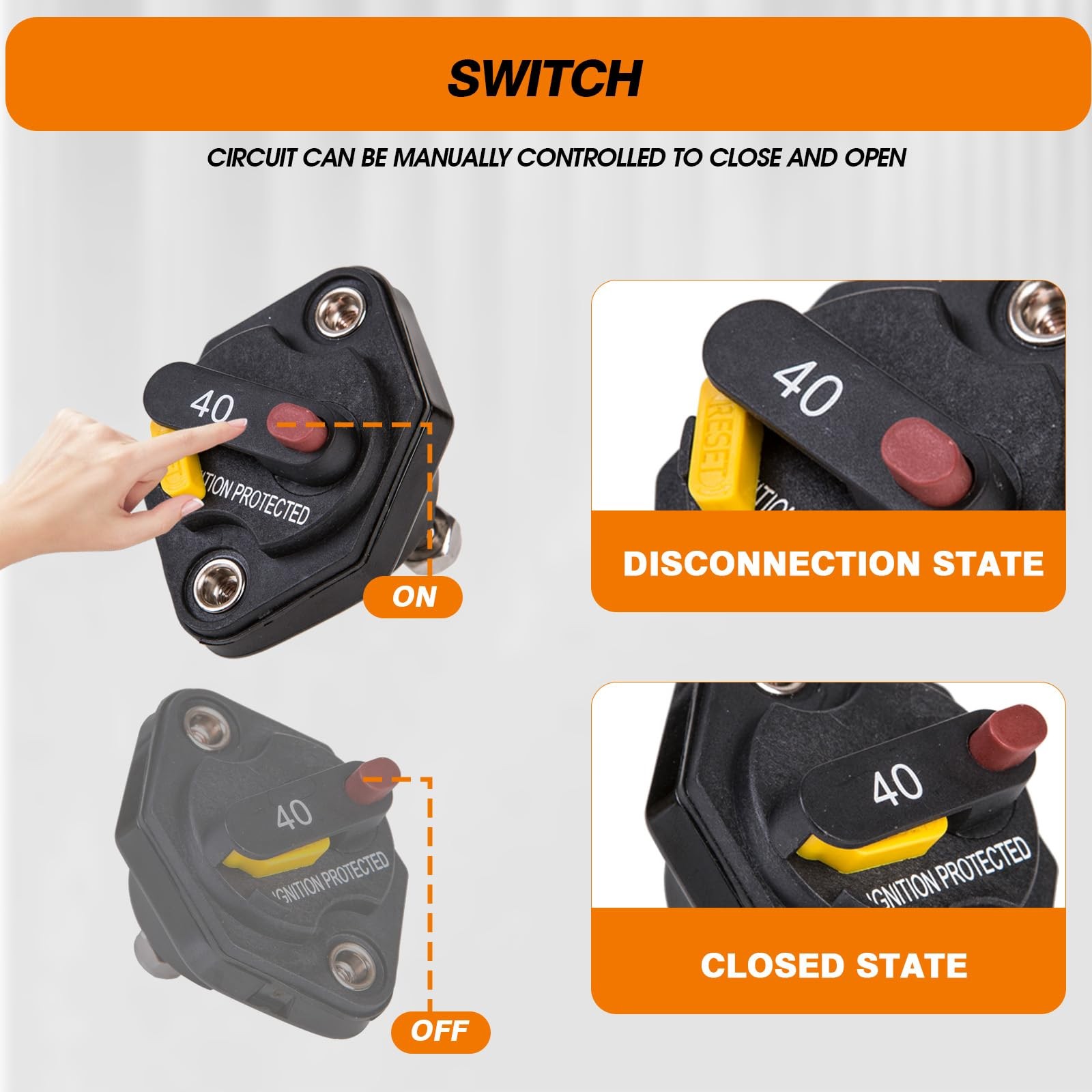 BUSSALIX Circuit Breaker Waterproof Manual Reset Marine Panel Mount Switch Tr…