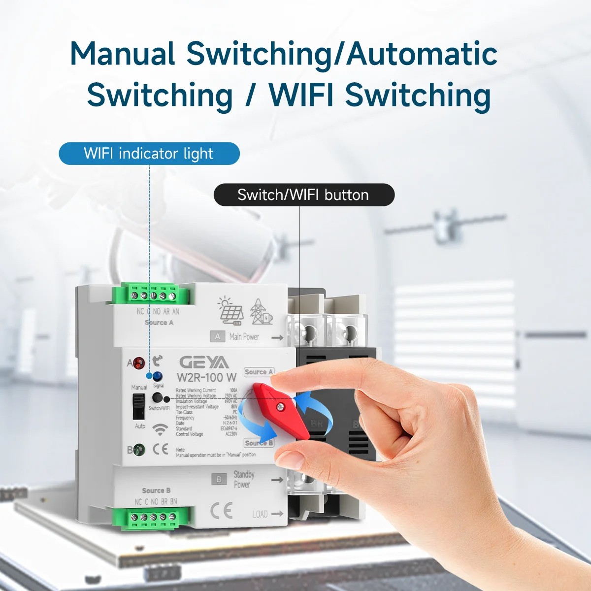GEYA 2/3/4P WIFI ATS Dual Power Automatic Transfer Switch Solar Power Generator