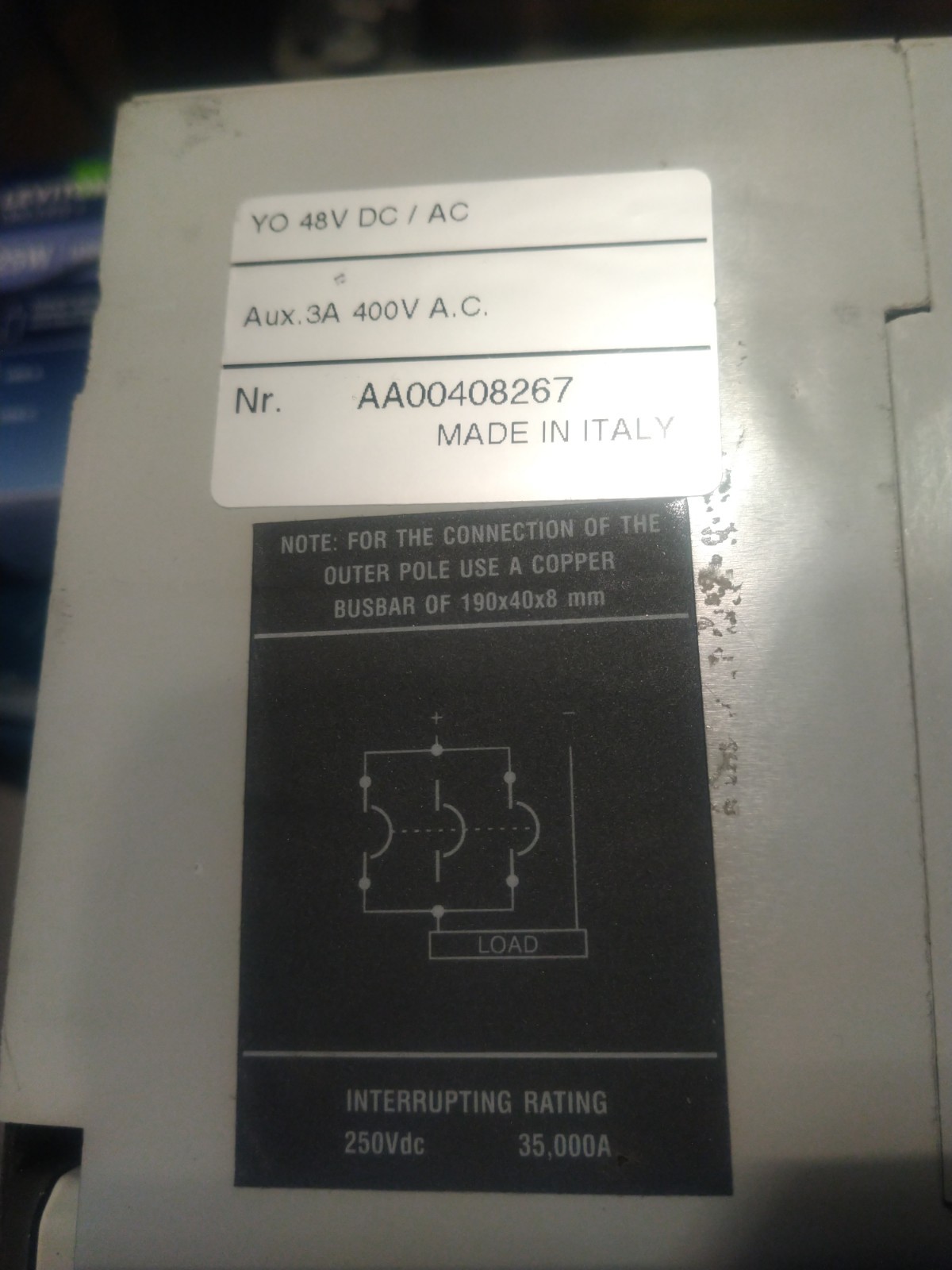 NEW ABB S6 SACE S6N600 CIRCUIT BREAKER 2-POLE 600A 500VDC 600VAC