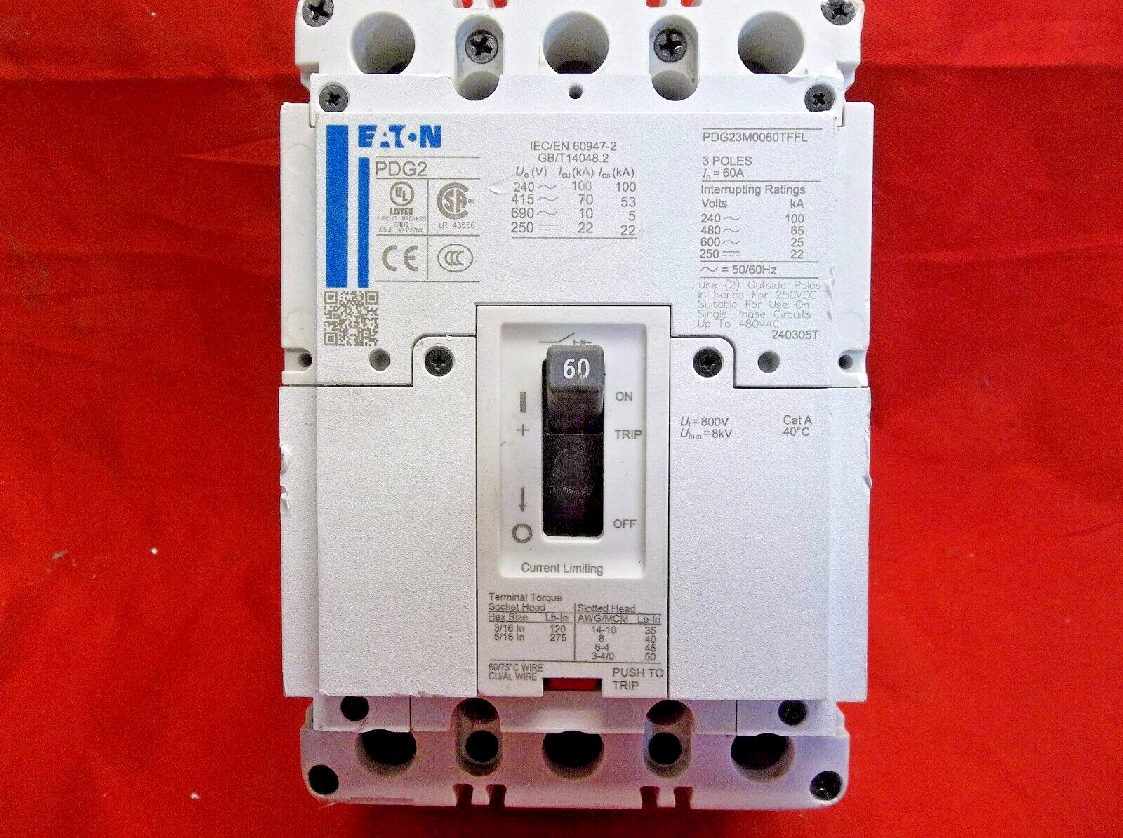 EATON PDG23M0060TFFL circuit breaker 375B10