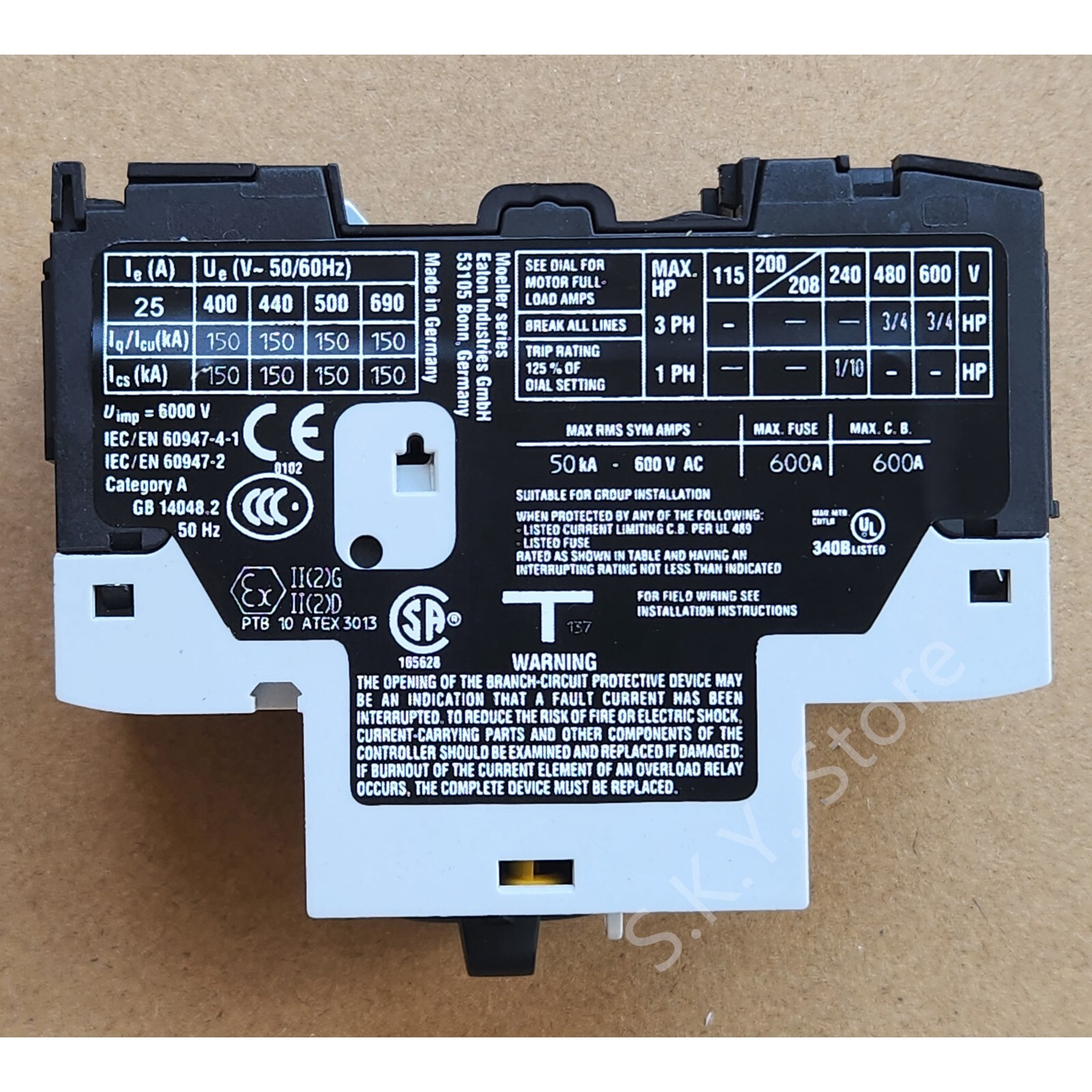 New EATON Moeller PKZM0-25 CIRCUIT BREAKER, PKZMO25, XTPR025BC1Nl
