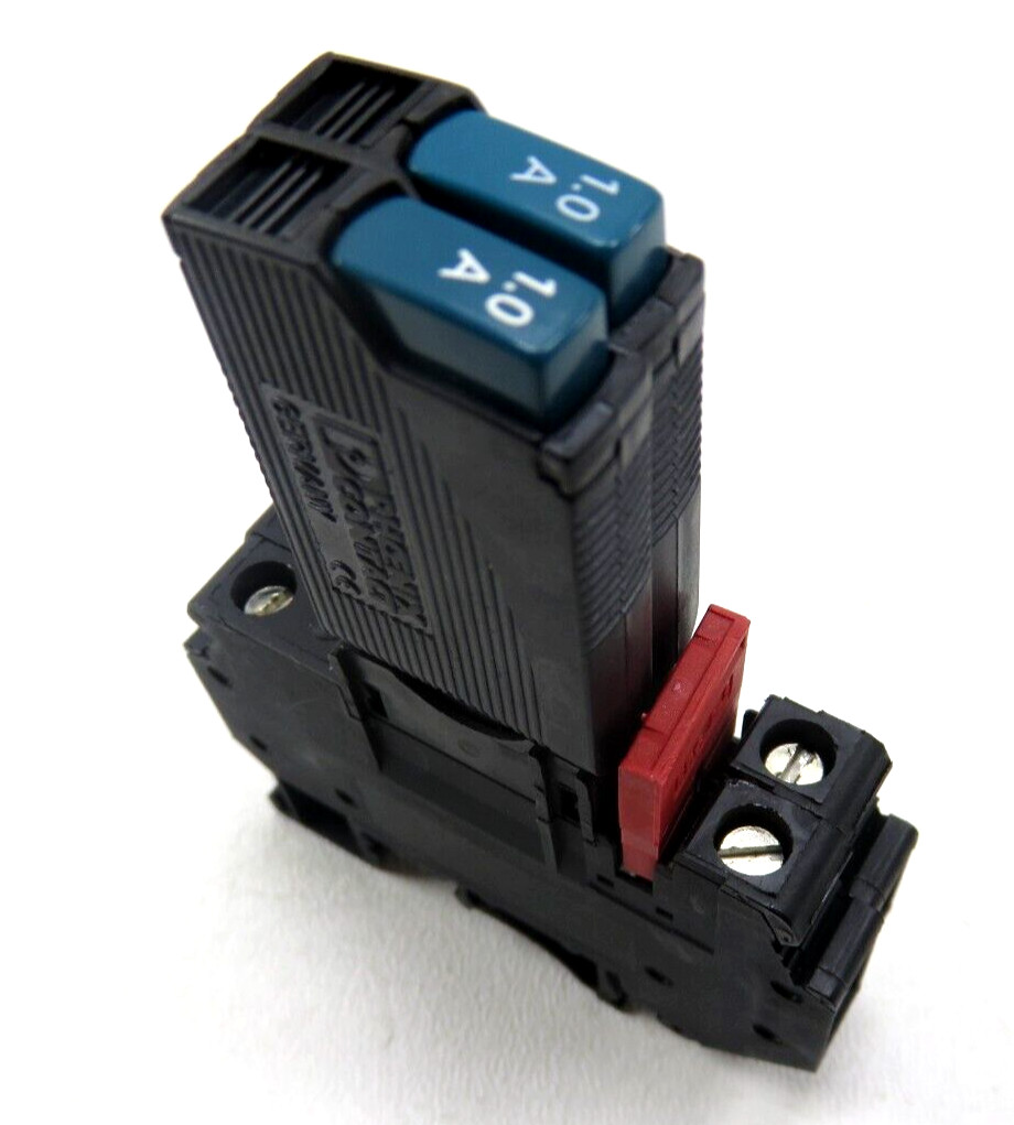 Lot of 2 Phoenix Contact TCP 1.0A Thermal Device Circuit Breaker w/ UK 6-FSI/C