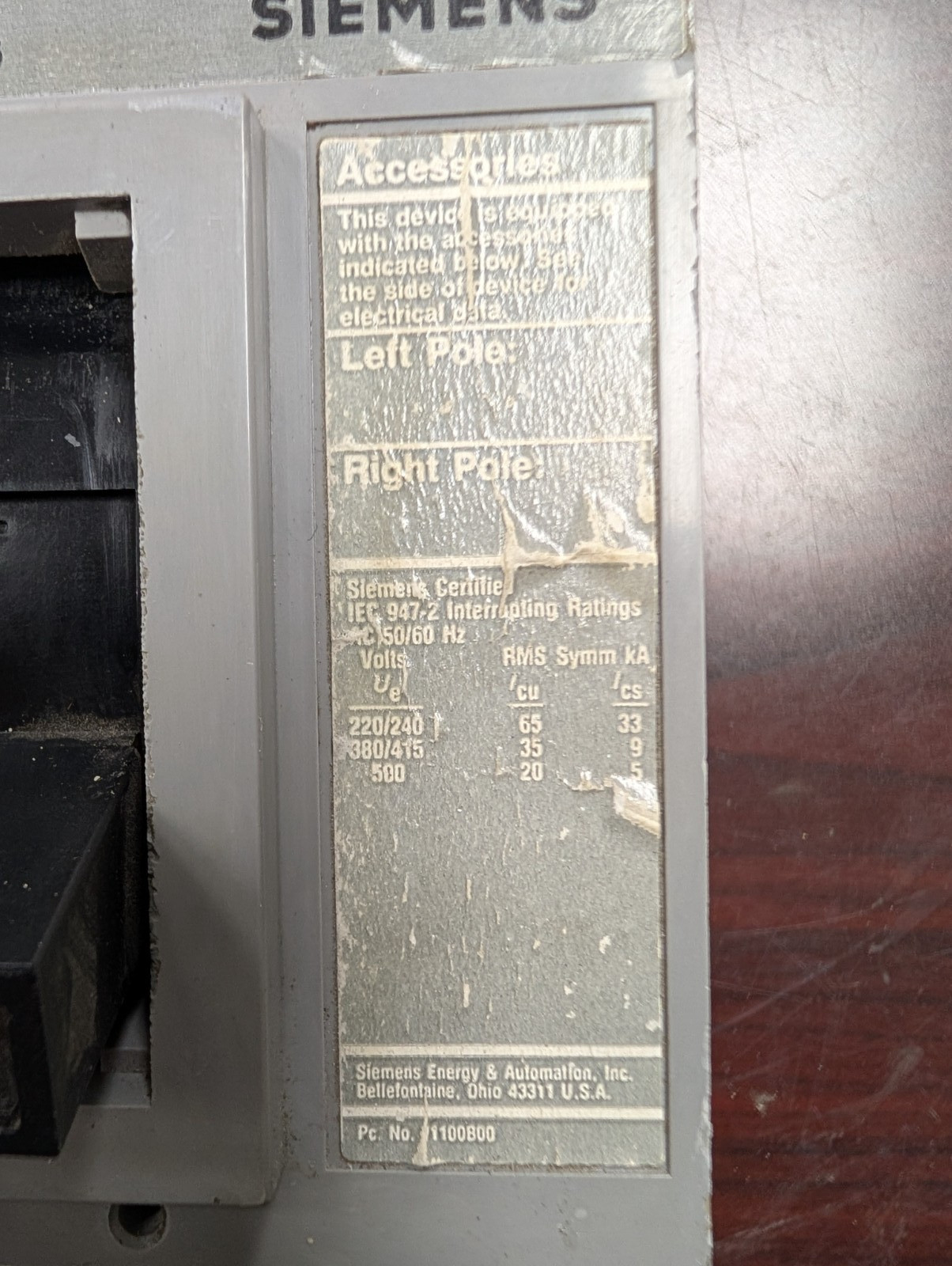🤪ITE / SIEMENS SENTRON SER 225A CIRCUIT BREAKER 3P 600V FXD63B225 W/ 225A TRIP