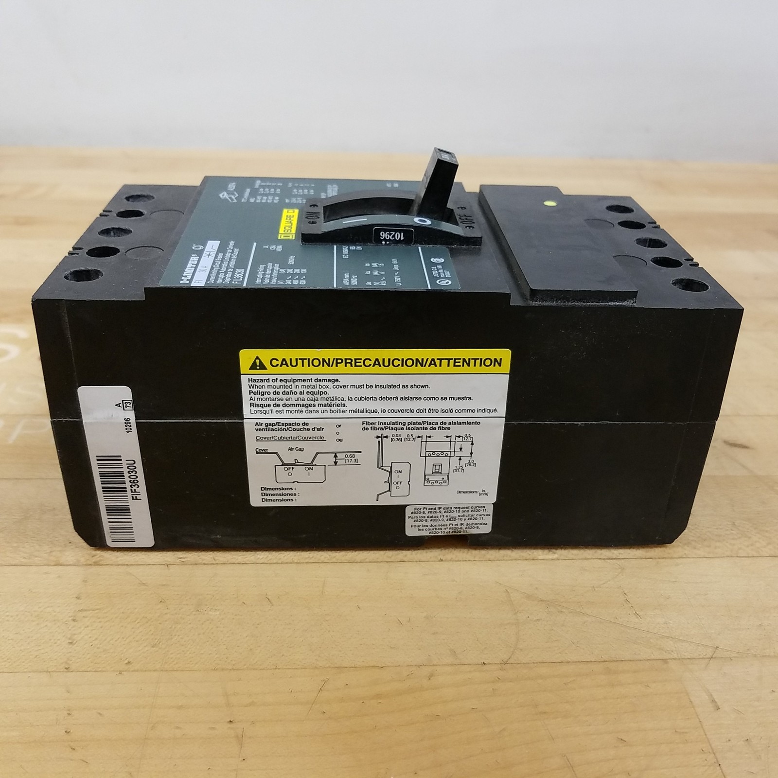 Square D FIL36030 I-Limiter Circuit Breaker, 30Amp, 600V, 50/60Hz, 3 Pole – USED