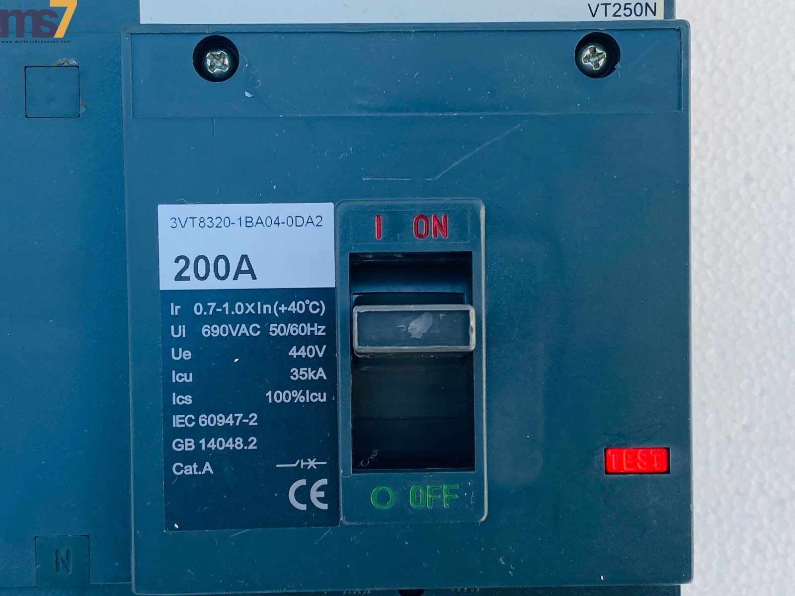 SIEMENS 3VT8320-1BA04-0DA2 VT250N 3VT MOLDED CASE CIRCUIT BREAKER 4P 200A #NE