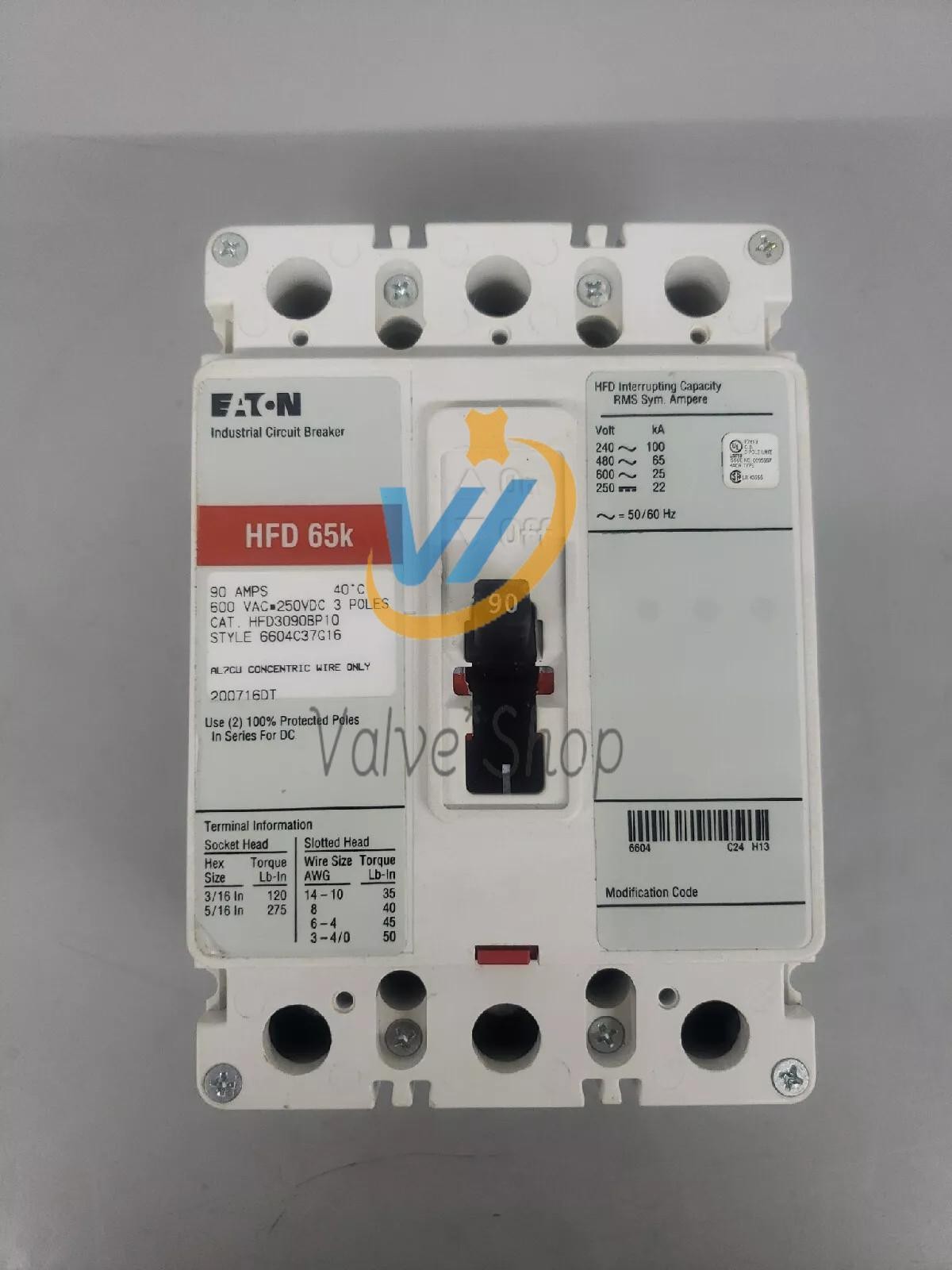 New HFD3090BP10 Circuit Breaker 90A 3P 600V 3PH HFD 65k 3 pole 90 Amp