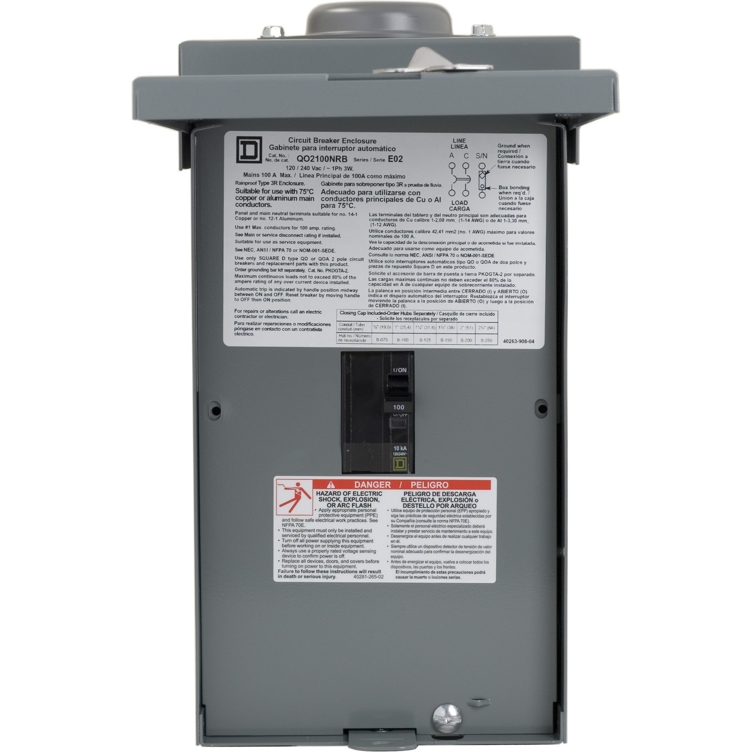 SQUARE D QO2100NRBCP CIRCUIT BREAKER ENCLOSURE ($80 OBO)