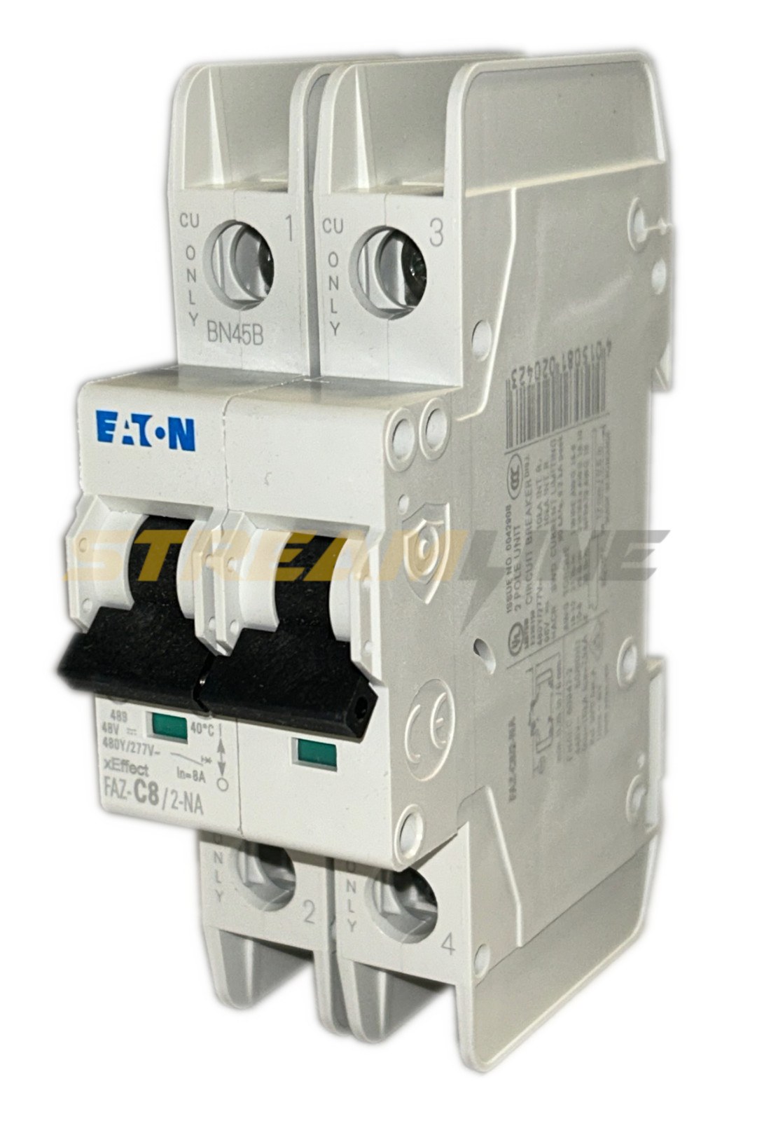 Eaton FAZ-C8/2-NA Supplementary Protector, 2-Pole, 8 Amp, 480Y/277Vac, C Curve