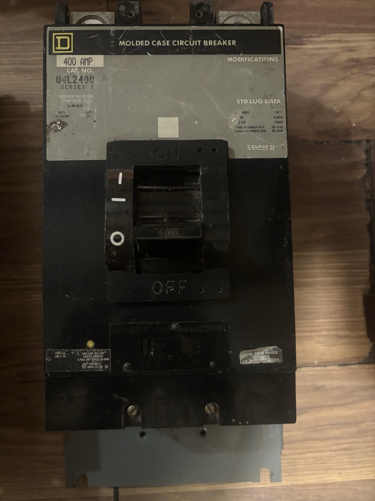 Square D Q4L2400 Molded Case Breaker 400A 600V 2-Pole Tested Guaranteed