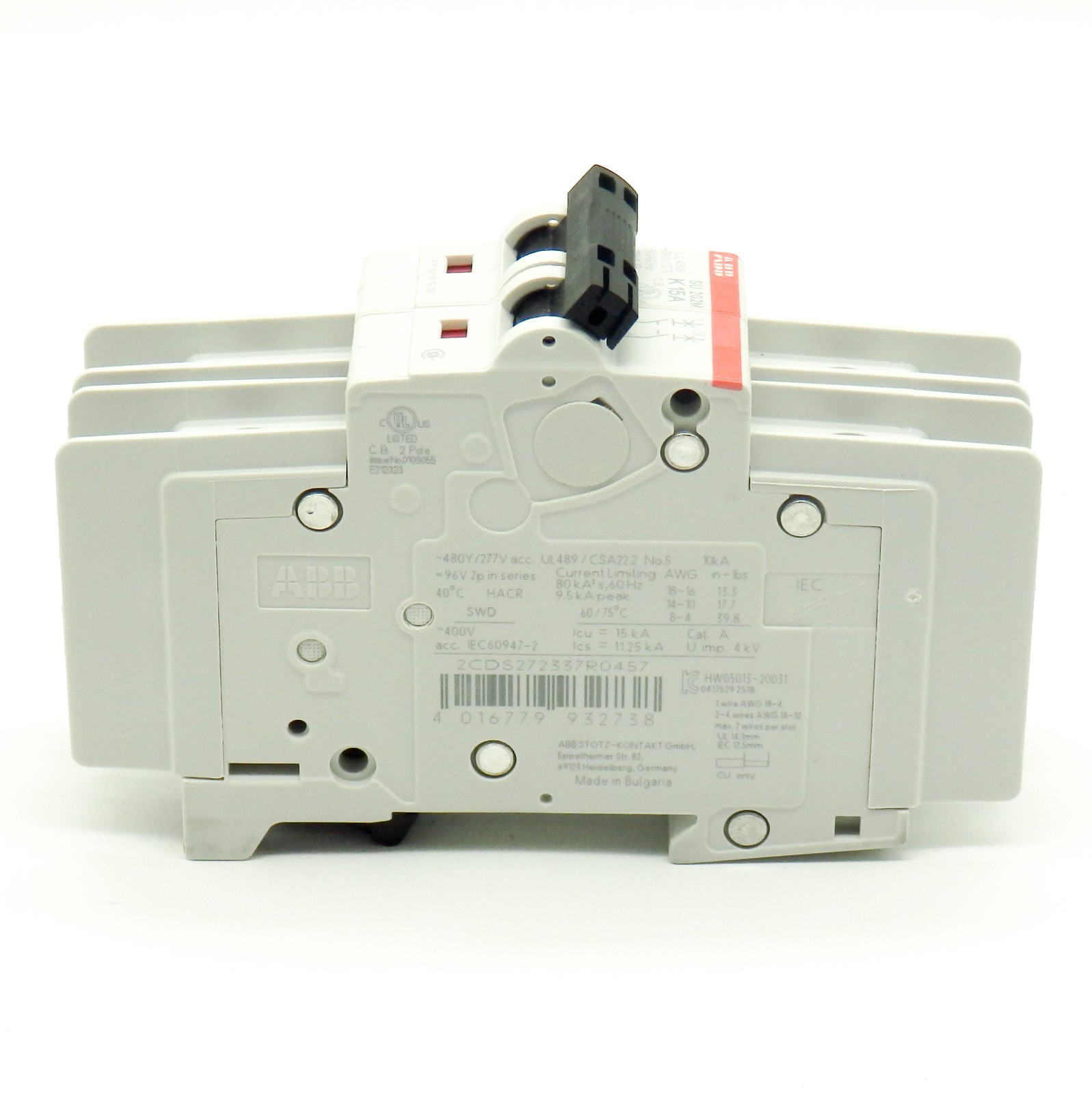 ABB SU202M-K15 15A 2 Pole K-Curve UL Miniature Circuit Breaker