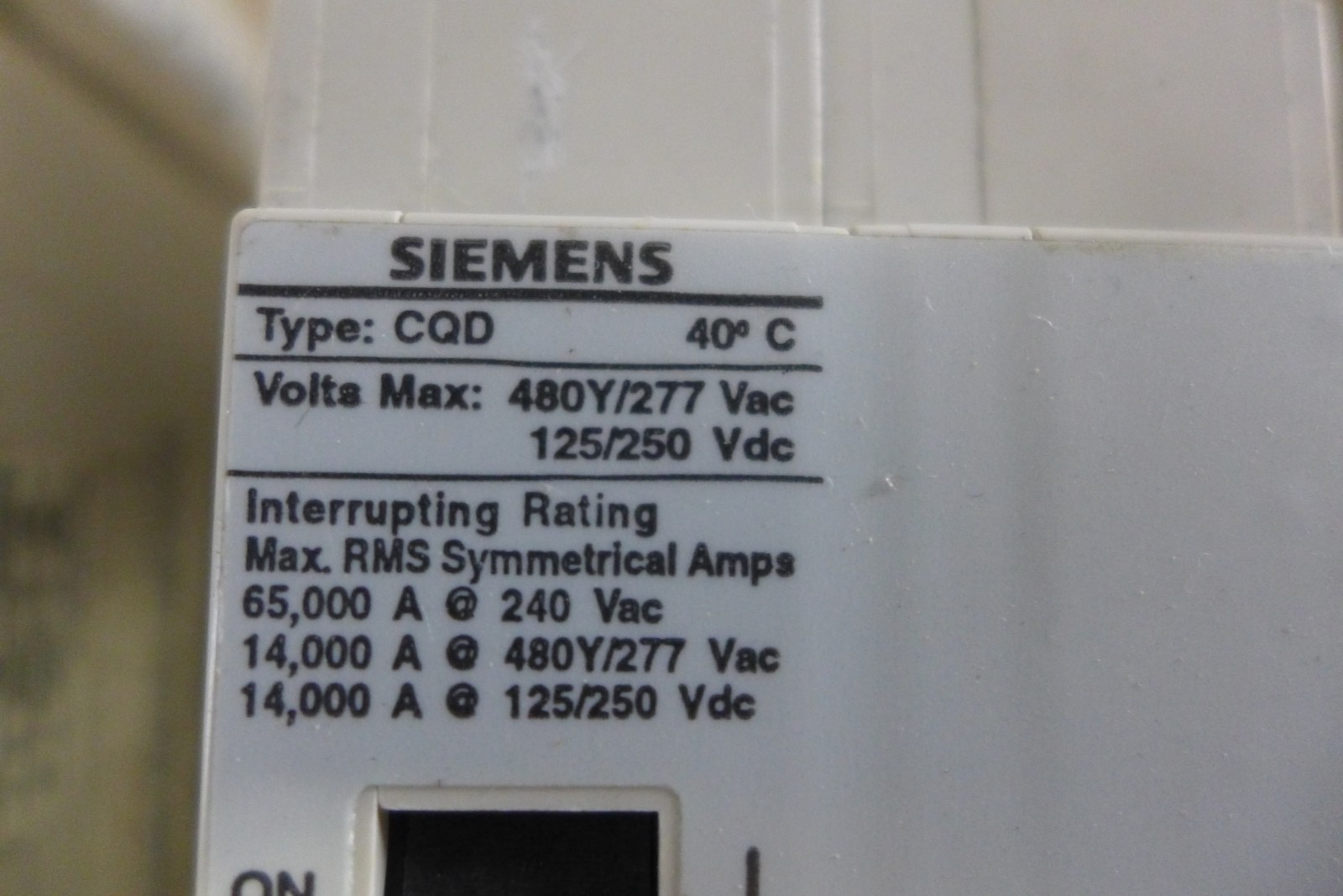 R14 SIEMENS CQD BREAKER 2 POLE SD-9286 480/277Vac 125/250Vdc FREE SHIPPING