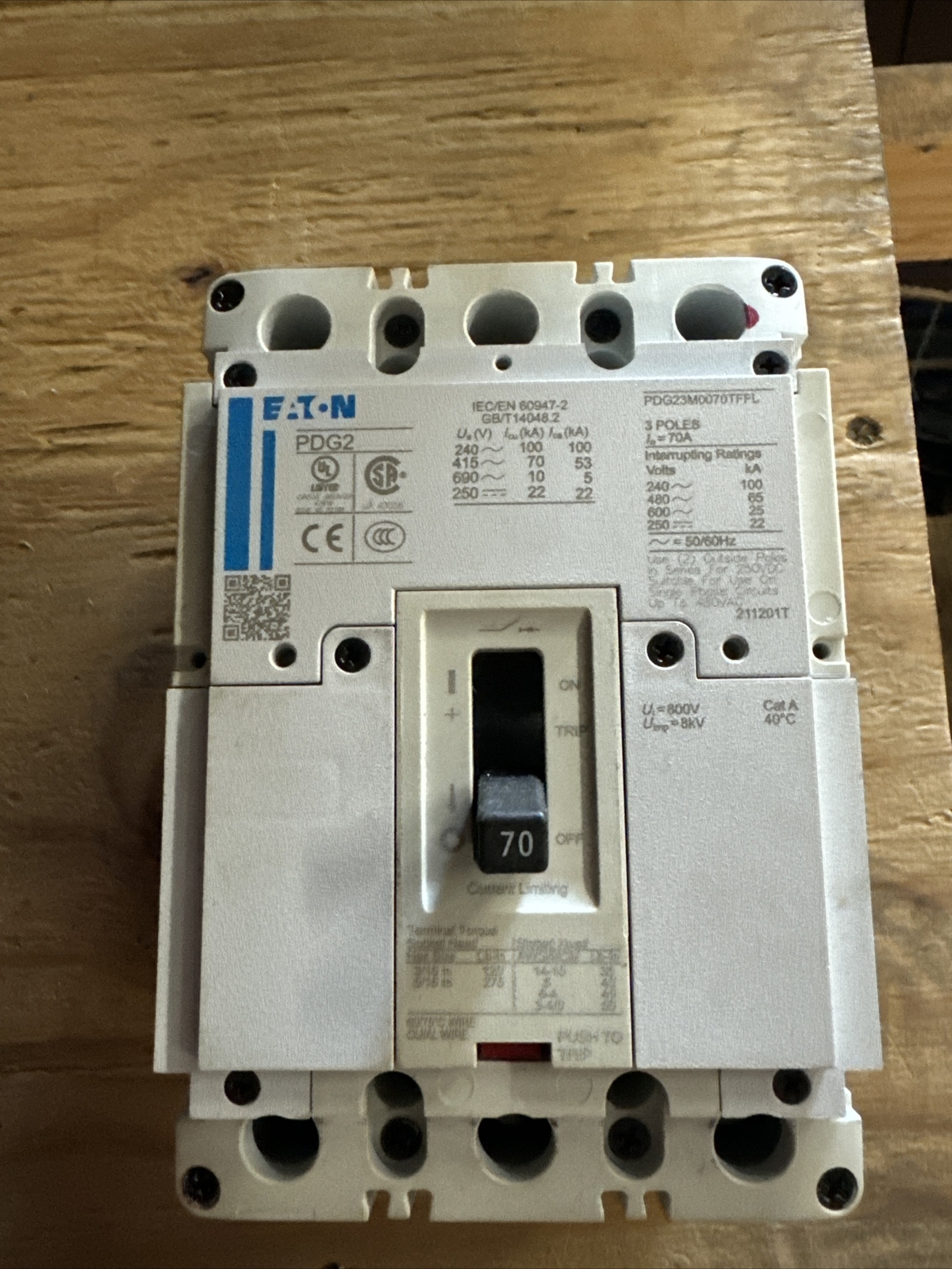 Eaton PDG23M0070TFFL 70A 240-600V Circuit Breaker – White