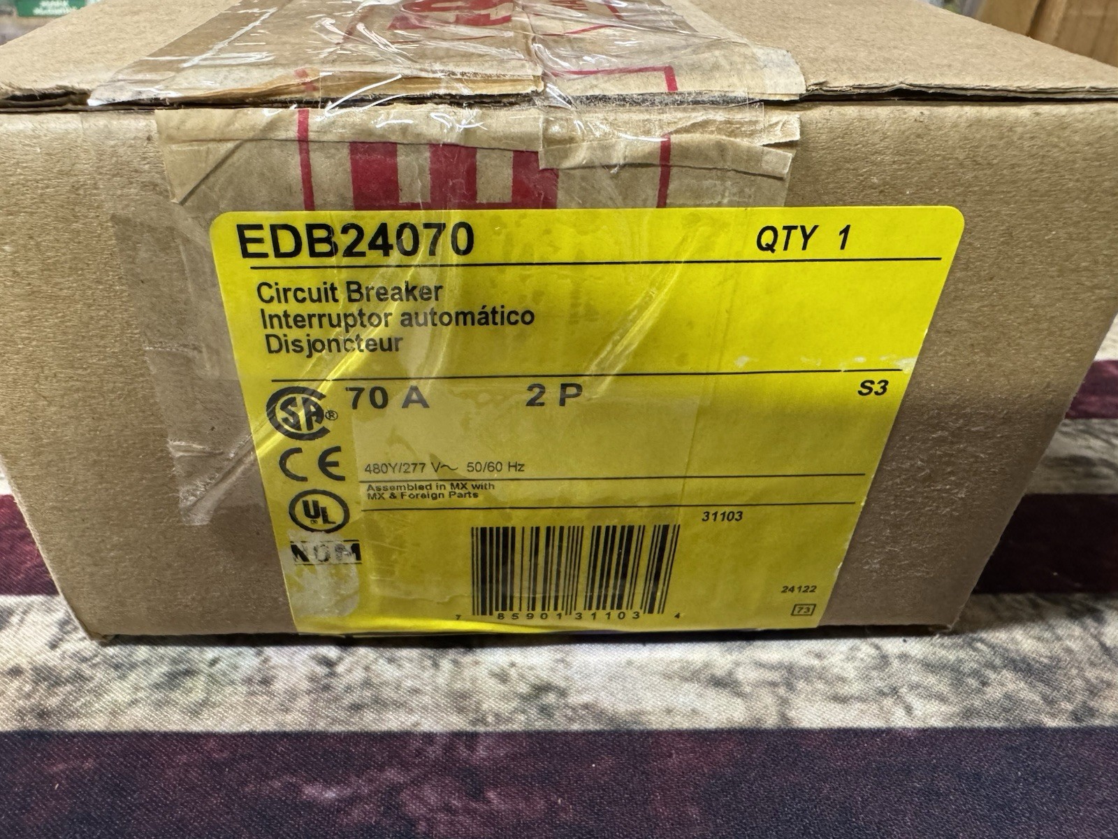 EDB24070 Schneider Electric Square D 2-Pole 70 A 480 208V AC Bolt-On Brand New