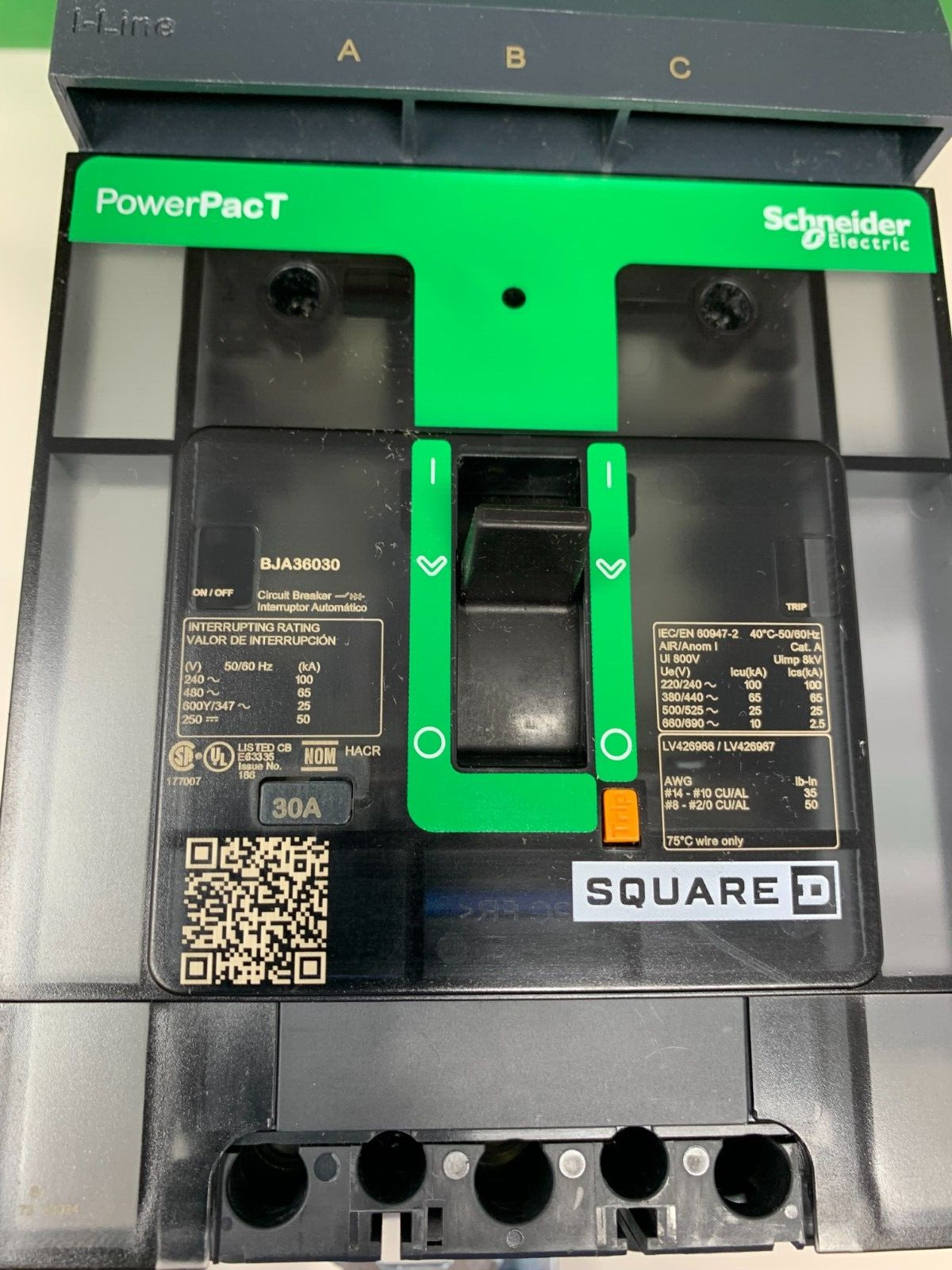 Square D BJA36030 30A PowerPacT I-Line Molded Case Circuit Breaker 600V 3P