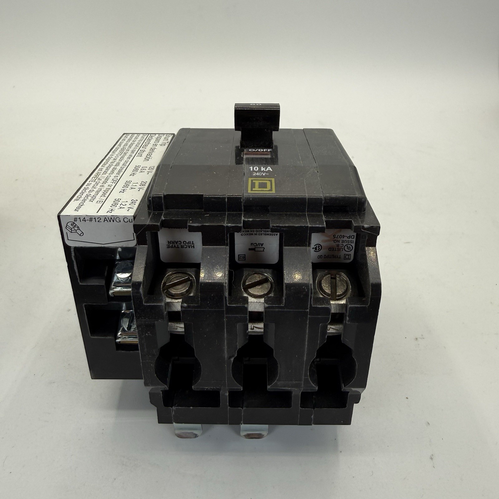 BRAND NEW – Square D QO3601021 60A 3-Pole 120/240V Shunt Trip Circuit Breaker