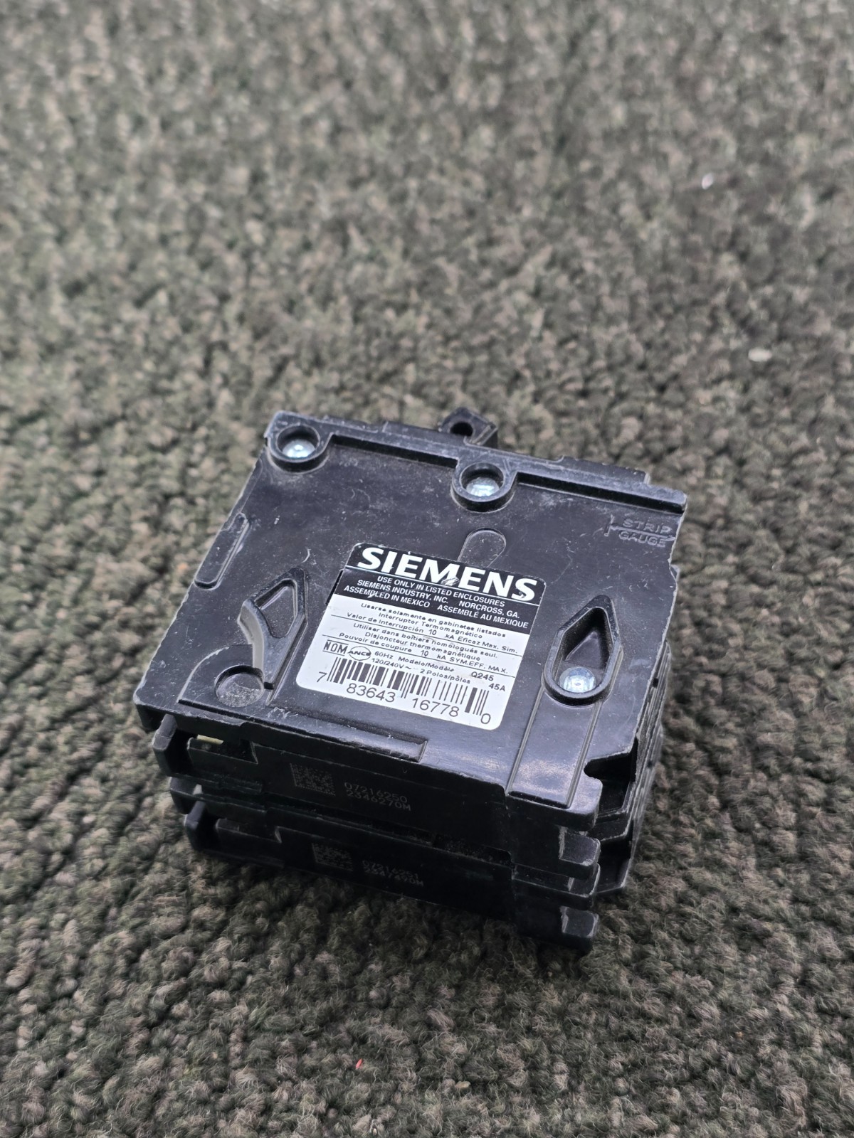 Siemens Q245: 45 Amp 2 Pole 120/240V Type QP Circuit Breaker