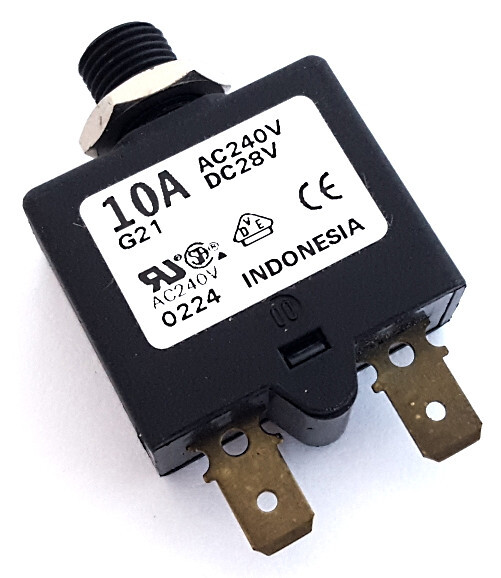 10A ETA Circuit Breaker Push To Reset Panel Tharmal AC 240V DC 28V 1658 with Nut